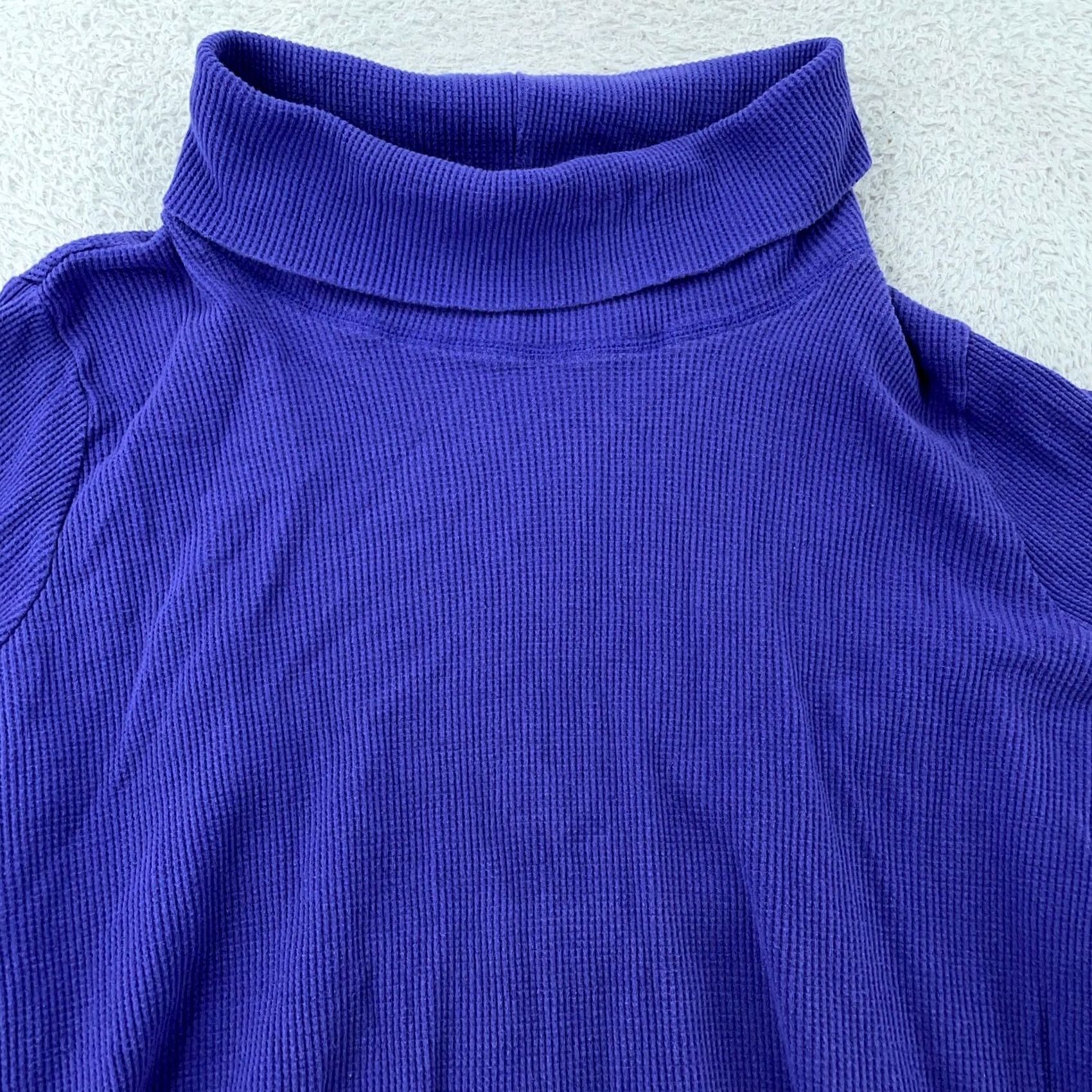 Vintage Woman Within Purple Waffle Knit Turtleneck Pullover Sweater 4X Raglan 3/4 Sleeve XS–3X? Size XXL / US 16-18 / IT 52-54 - 2 Thumbnail