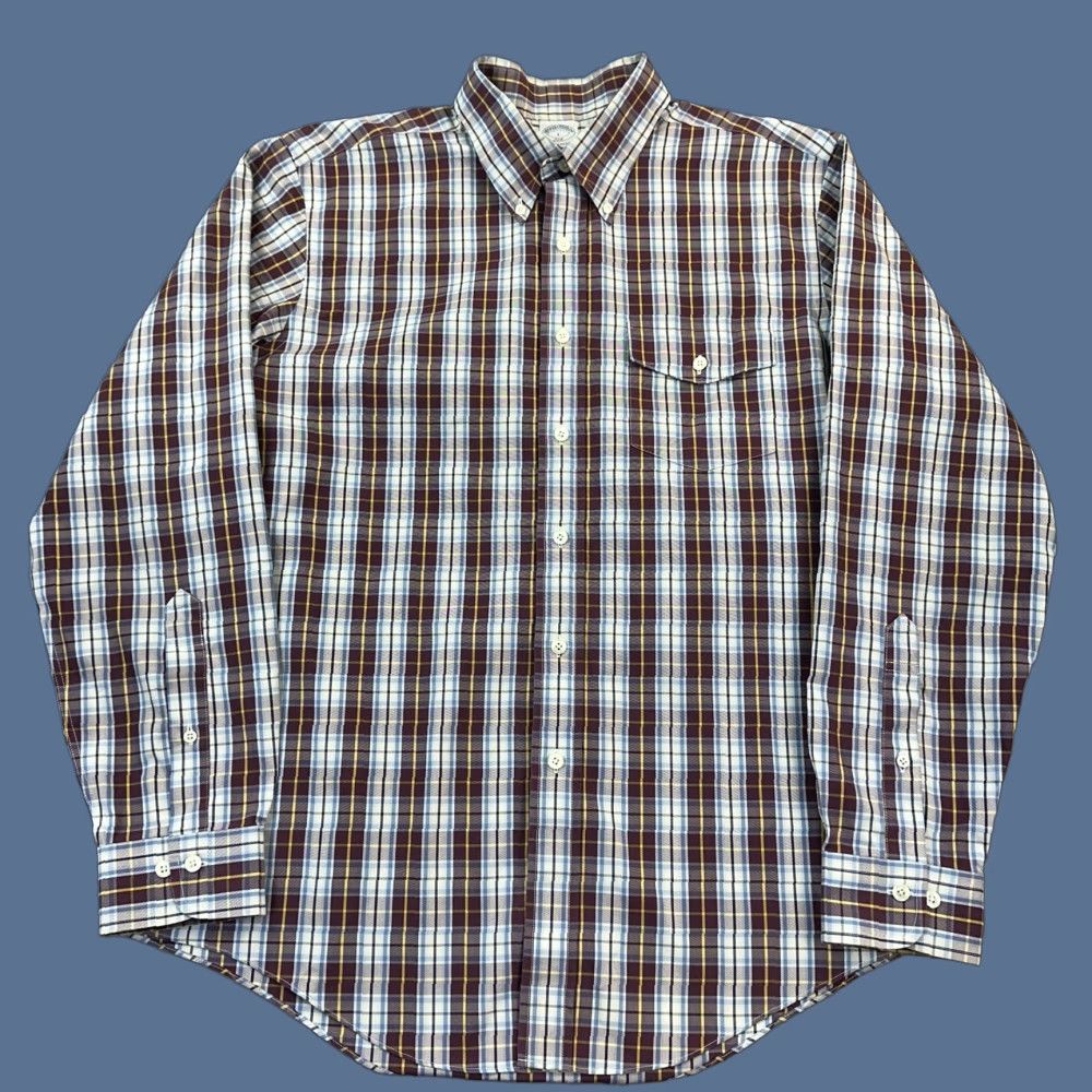 Brooks Brothers Brooks Brothers 346 Shirt Mens Large Plaid Slim Fit Non Iron Button Down Size US L / EU 52-54 / 3 - 1 Thumbnail