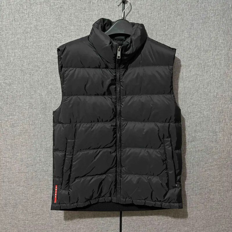 Prada Prada Black Wool Logo Embroidered Down Vest Size US M / EU 48-50 / 2 - 1 Thumbnail