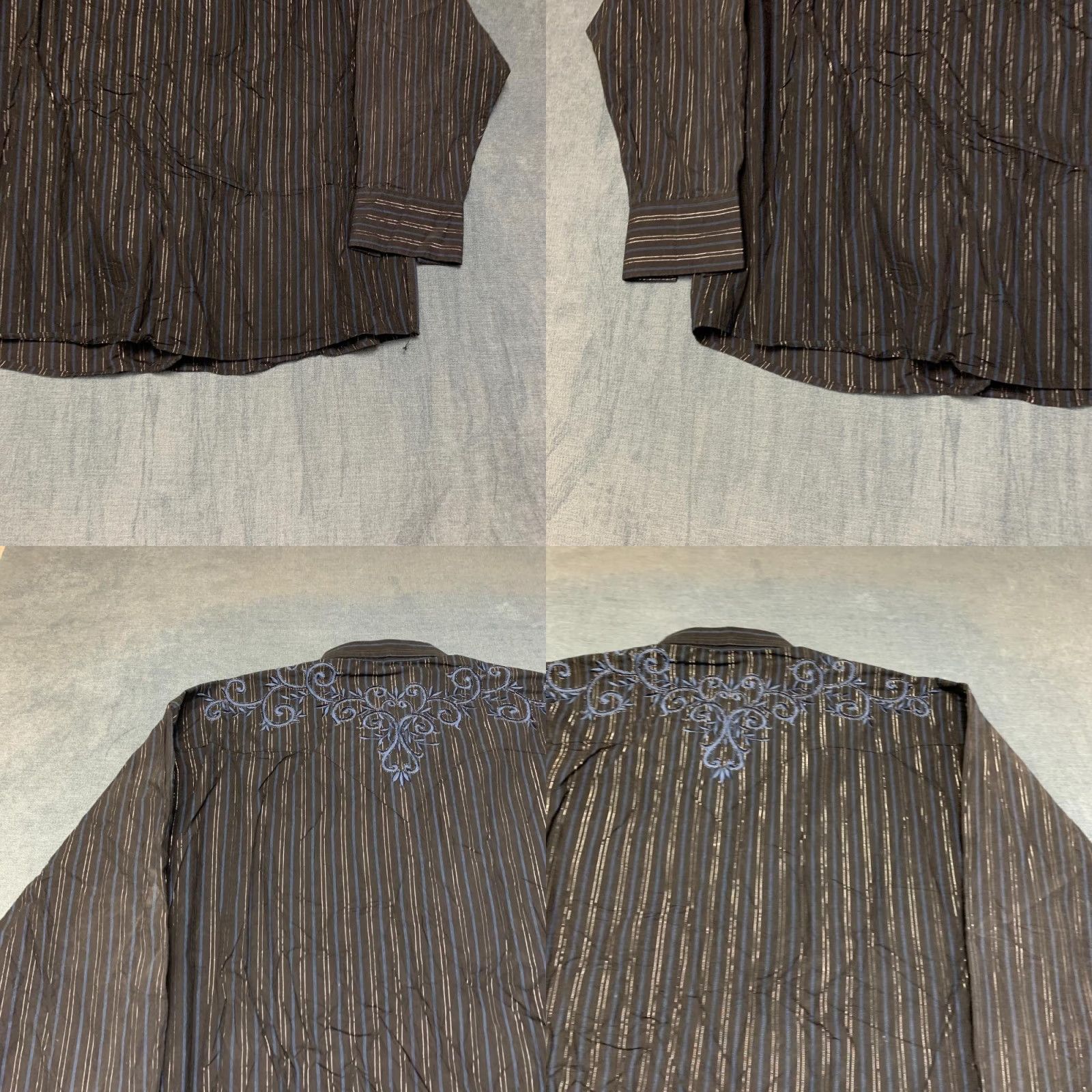 Vintage Panhandle Slim Western Shirt Men XL Black Striped Cotton Cowboy Rodeo Snap Front Size US XL / EU 56 / 4 - 9 Thumbnail