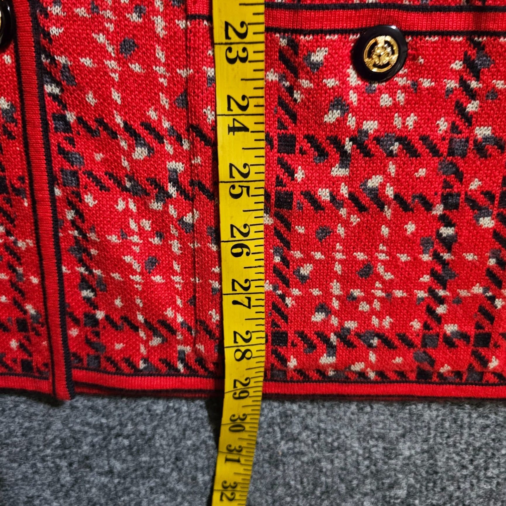 Vintage VINTAGE Belmonde Cardigan Sweater Womens 14 Red Plaid Gold Button Classic Preppy Size XL / US 12-14 / IT 48-50 - 6 Thumbnail