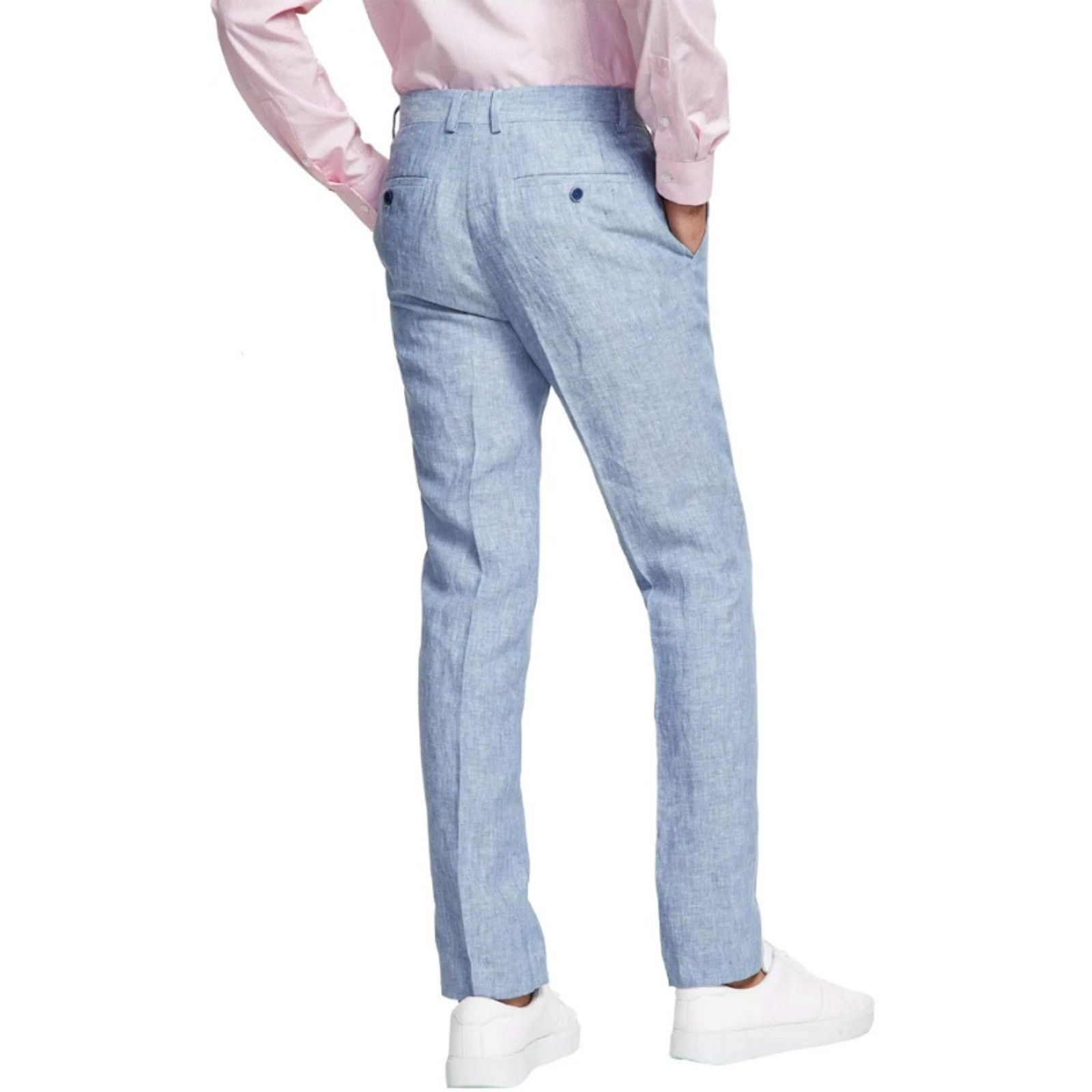 Bar III Bar III Men's Blue Linen Slim-Fit Suit Pants Size W29 L30 Size US 29 - 2 Thumbnail