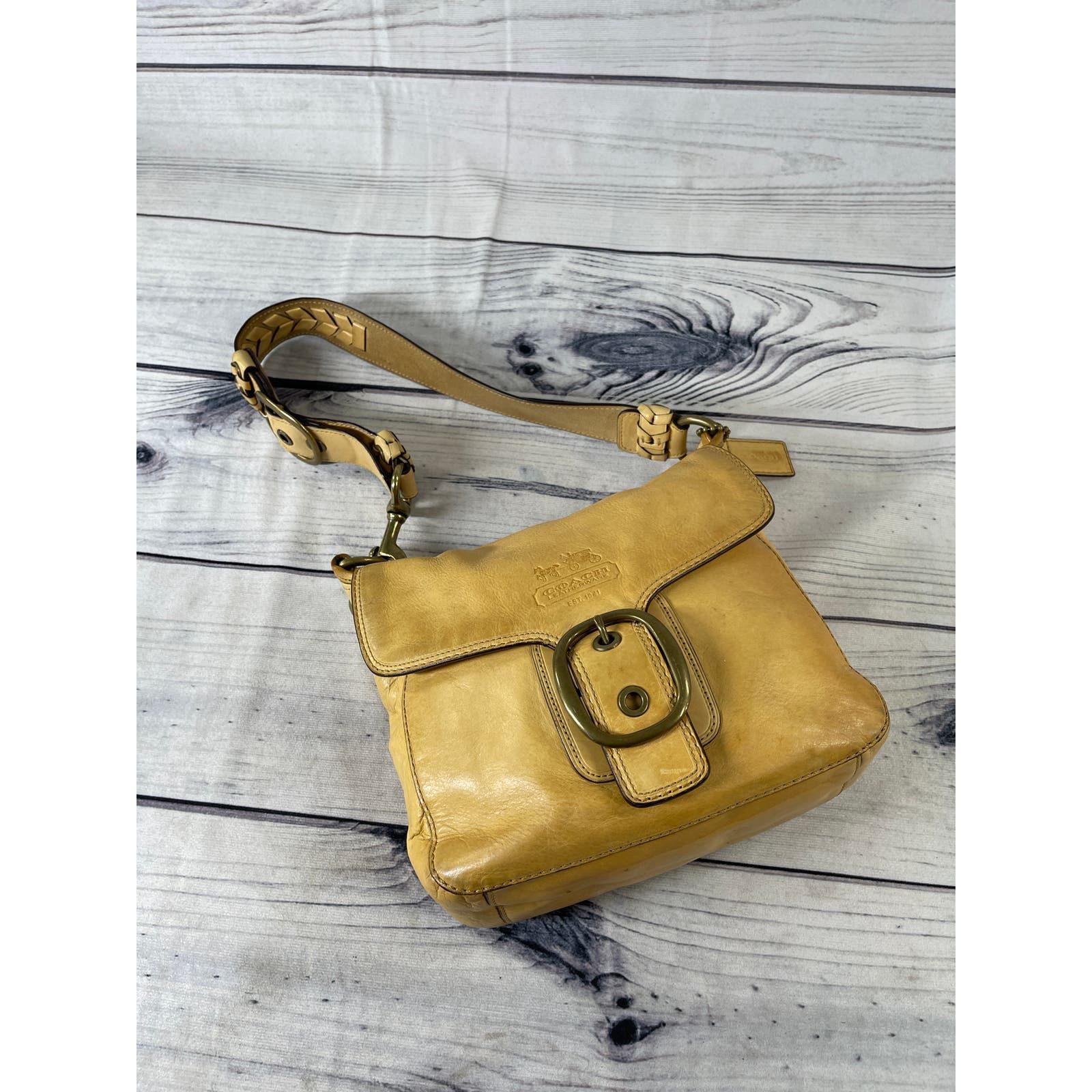 image of Coach Bleeker Large Flap No.11419 Leather Shoulder Bag in Tan, Women's