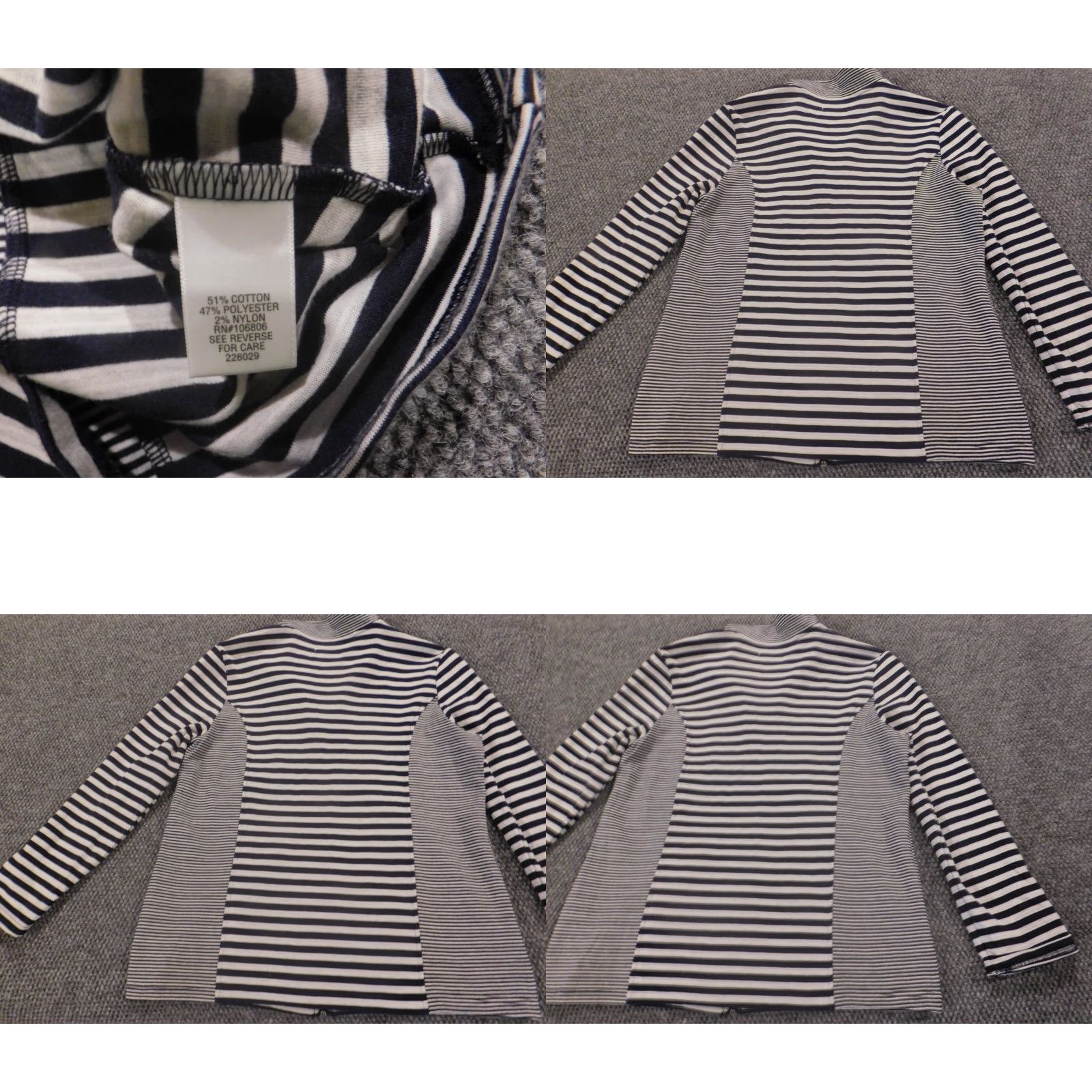 Croft & Barrow Croft & Barrow Womens Sweater M Blue Stripe Full Zip Classic Knit Pullover Mock Neck Long Sleeve Casual Winter Cotton Polyester Size M / US 6-8 / IT 42-44 - 8 Thumbnail