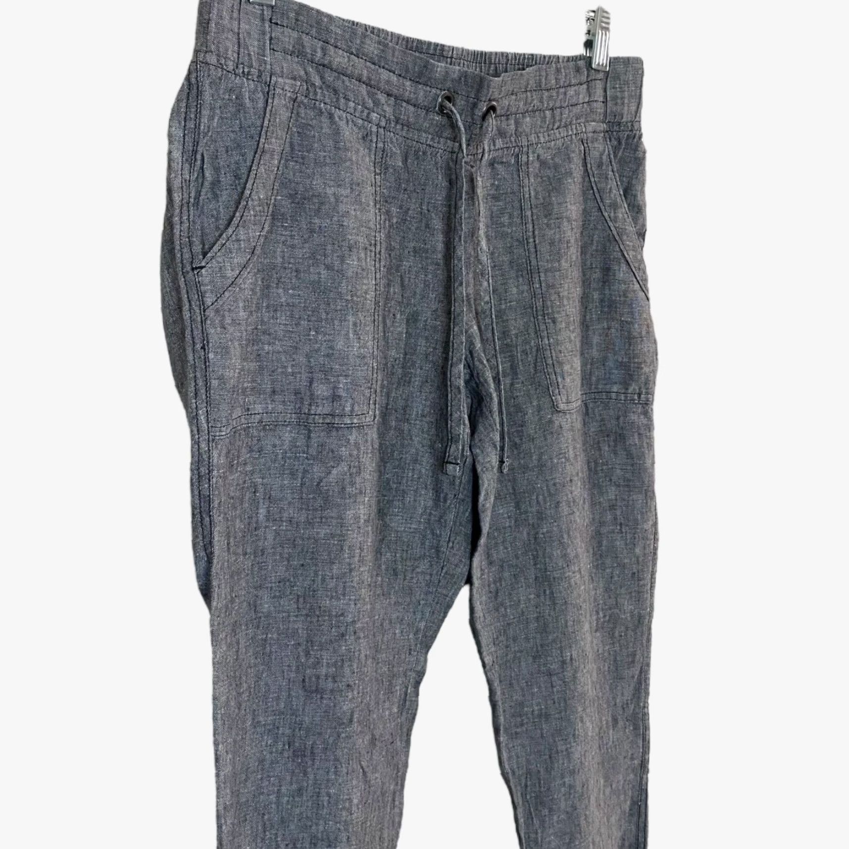 Athleta Athleta Linen Ankle Pant Gray Women's Size 4 Drawstring Cropped Casual Comfort Size 27" / US 4 / IT 40 - 5 Thumbnail