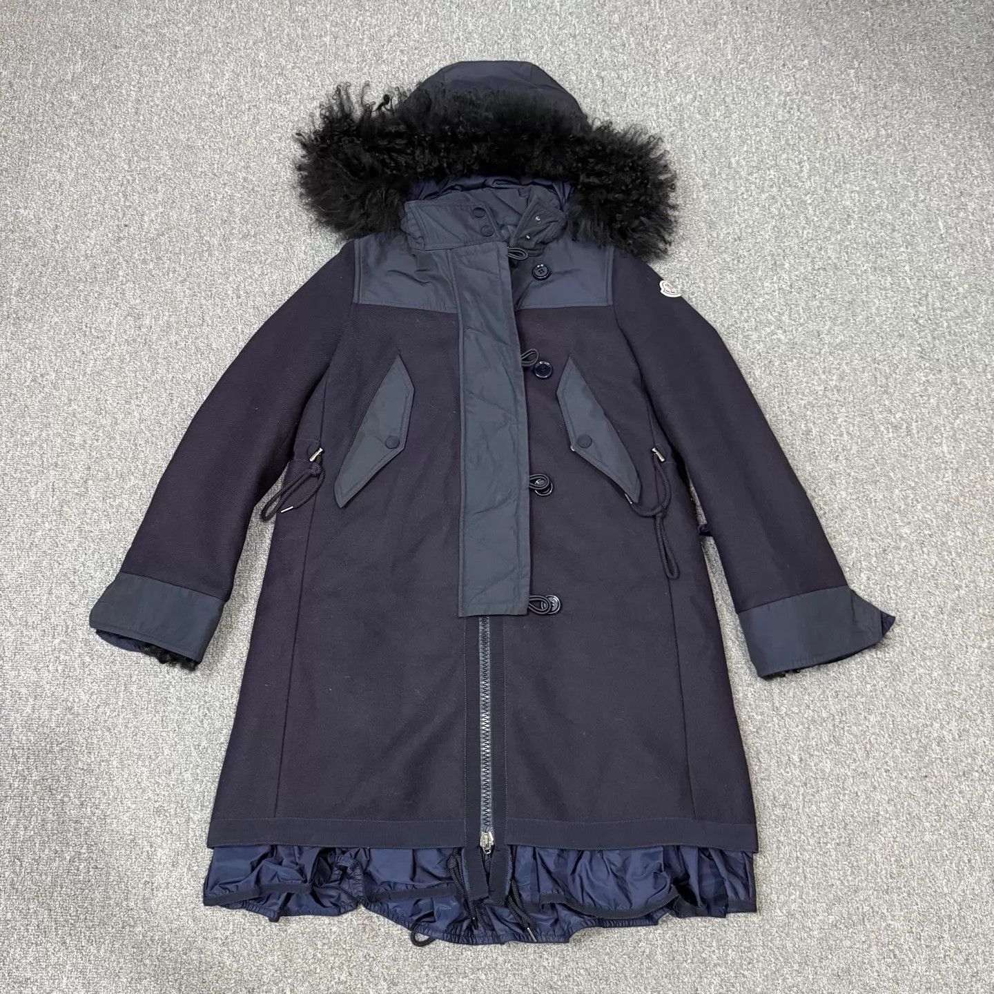 Moncler Moncler Navy Blue Fur Collar Long Down Jacket 1 95 New Size S / US 4 / IT 40 - 1 Thumbnail