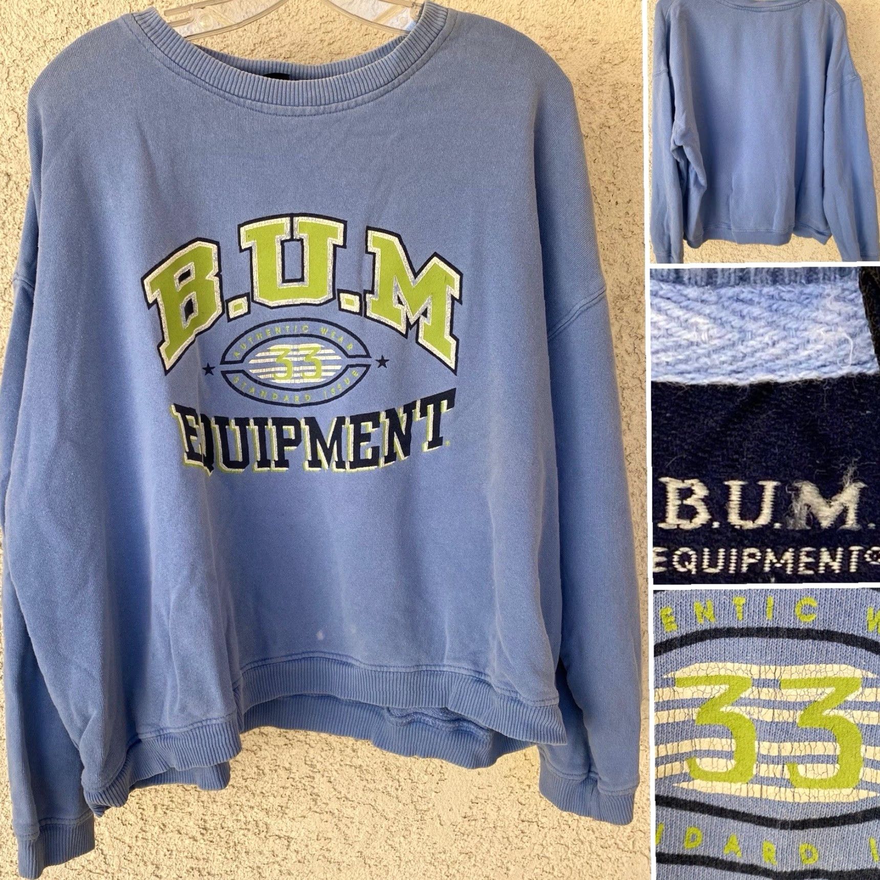 Equipment VINTAGE BUM Equipment Sweatshirt L XL Periwinkle Blue 90s Crewneck Distressed Graphic Print Men Size US L / EU 52-54 / 3 - 7 Thumbnail