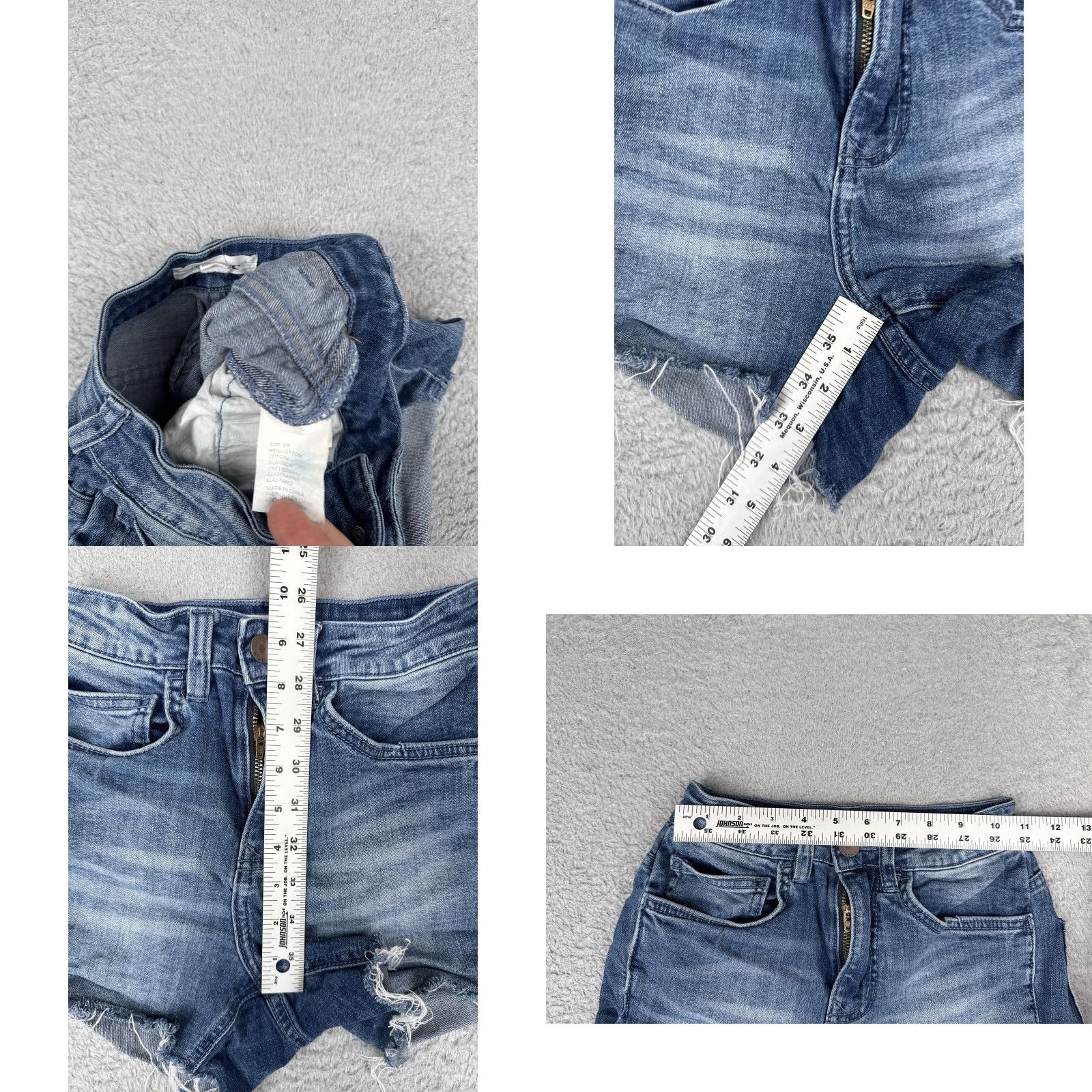 O'Neill O'Neill Denim Shorts Womens 24x4 Blue Cut-Off Raw Hem High Rise Stretch Casual Size 42" / US 20 - 8 Thumbnail