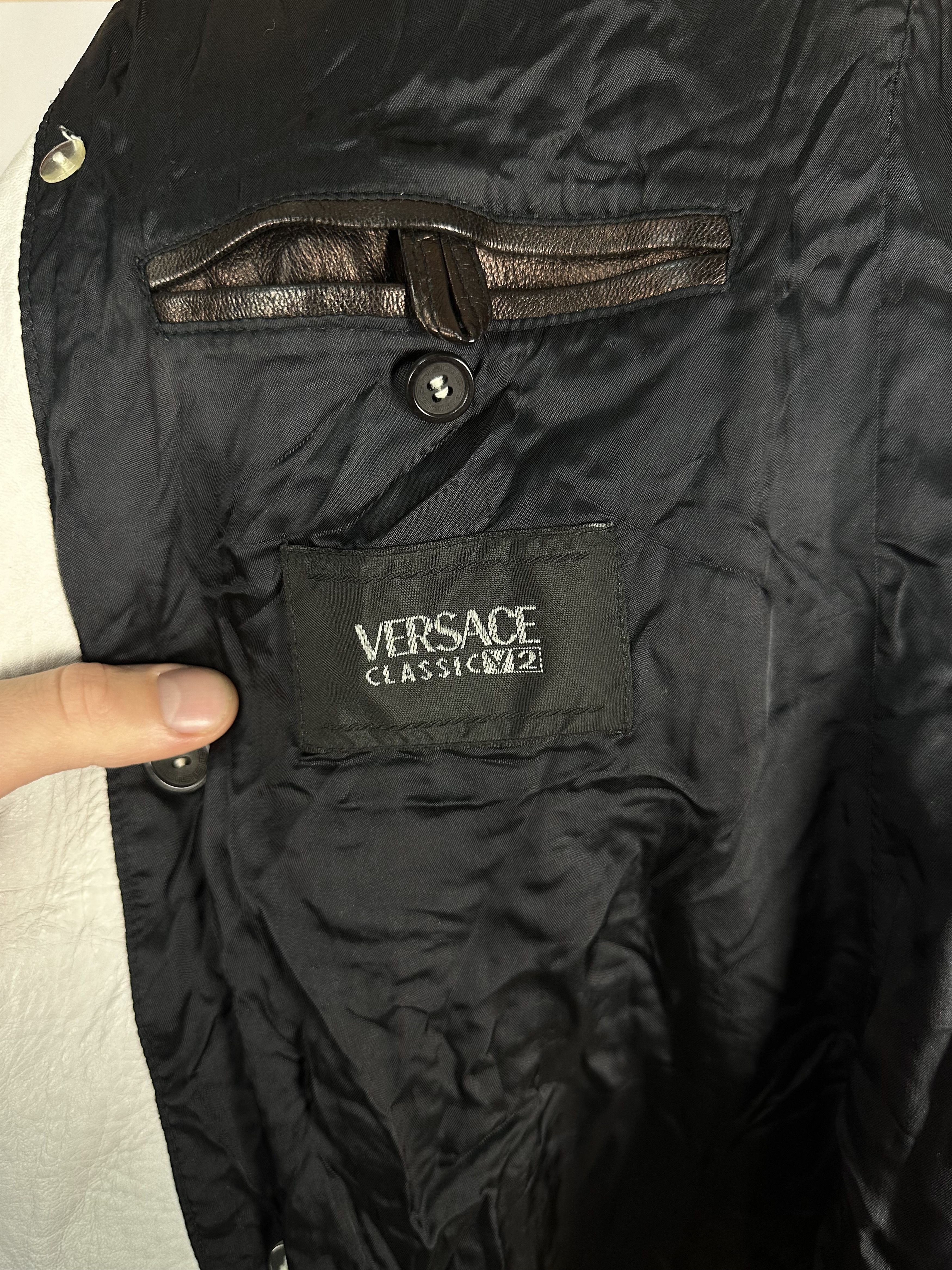 Versace × Vintage Versace v2 Vintage Leather Double Breasted Coat Jacket Size M / US 6-8 / IT 42-44 - 16 Thumbnail