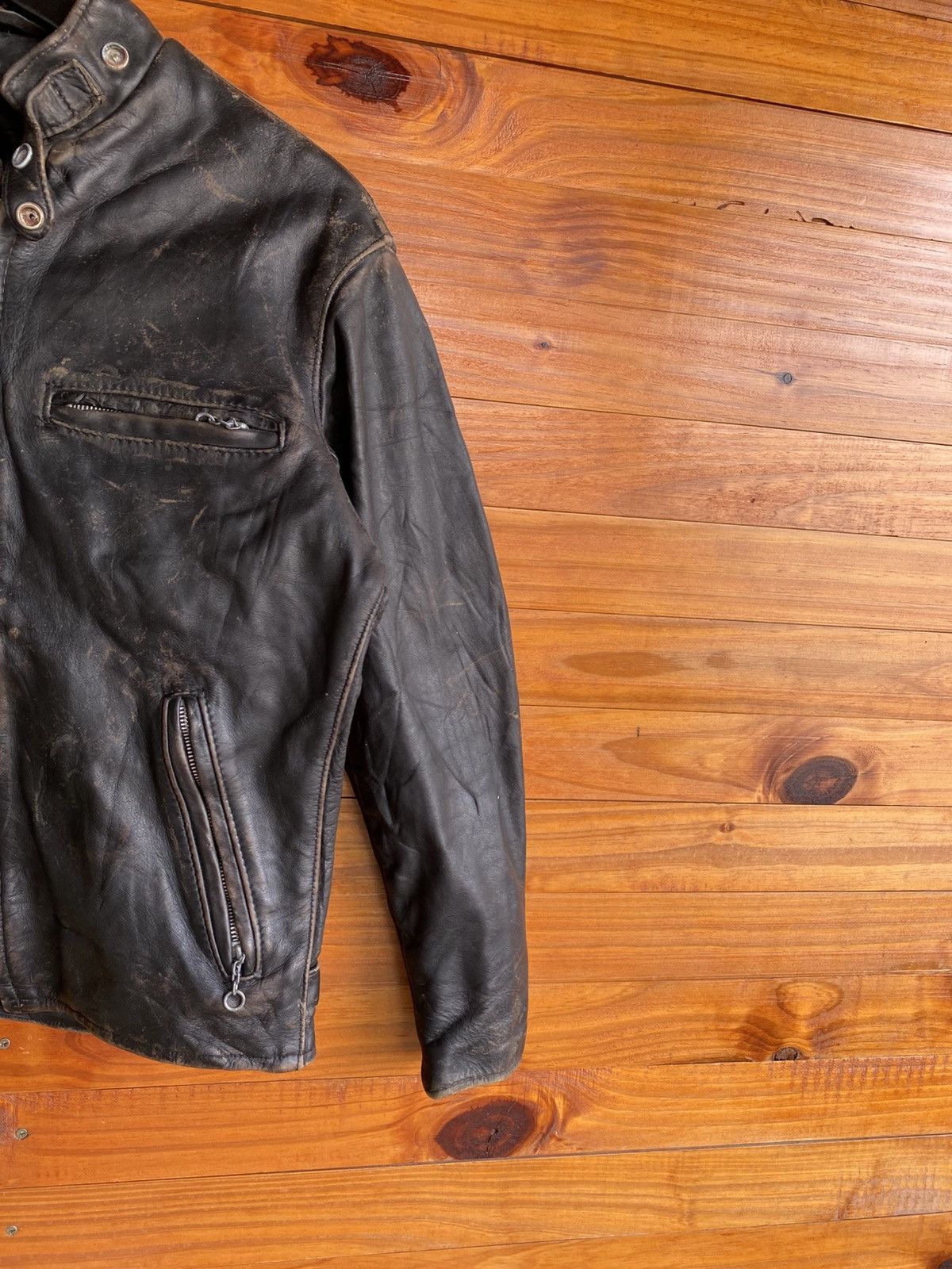 Vintage Vintage Café Racer Motorcycle Leather Jacket Distressed Size US M / EU 48-50 / 2 - 7 Thumbnail