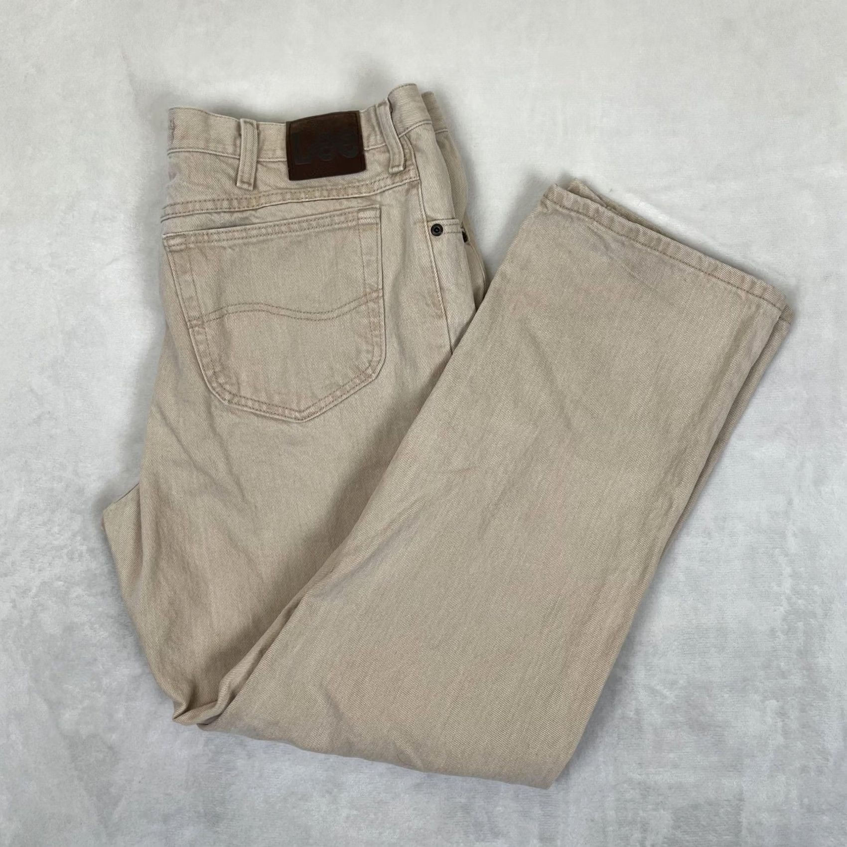 Lee VINTAGE Lee Jeans Mens 38 Beige 38x30 Regular Fit Straight Denim 90s READ Size US 38 / EU 54 - 2 Thumbnail