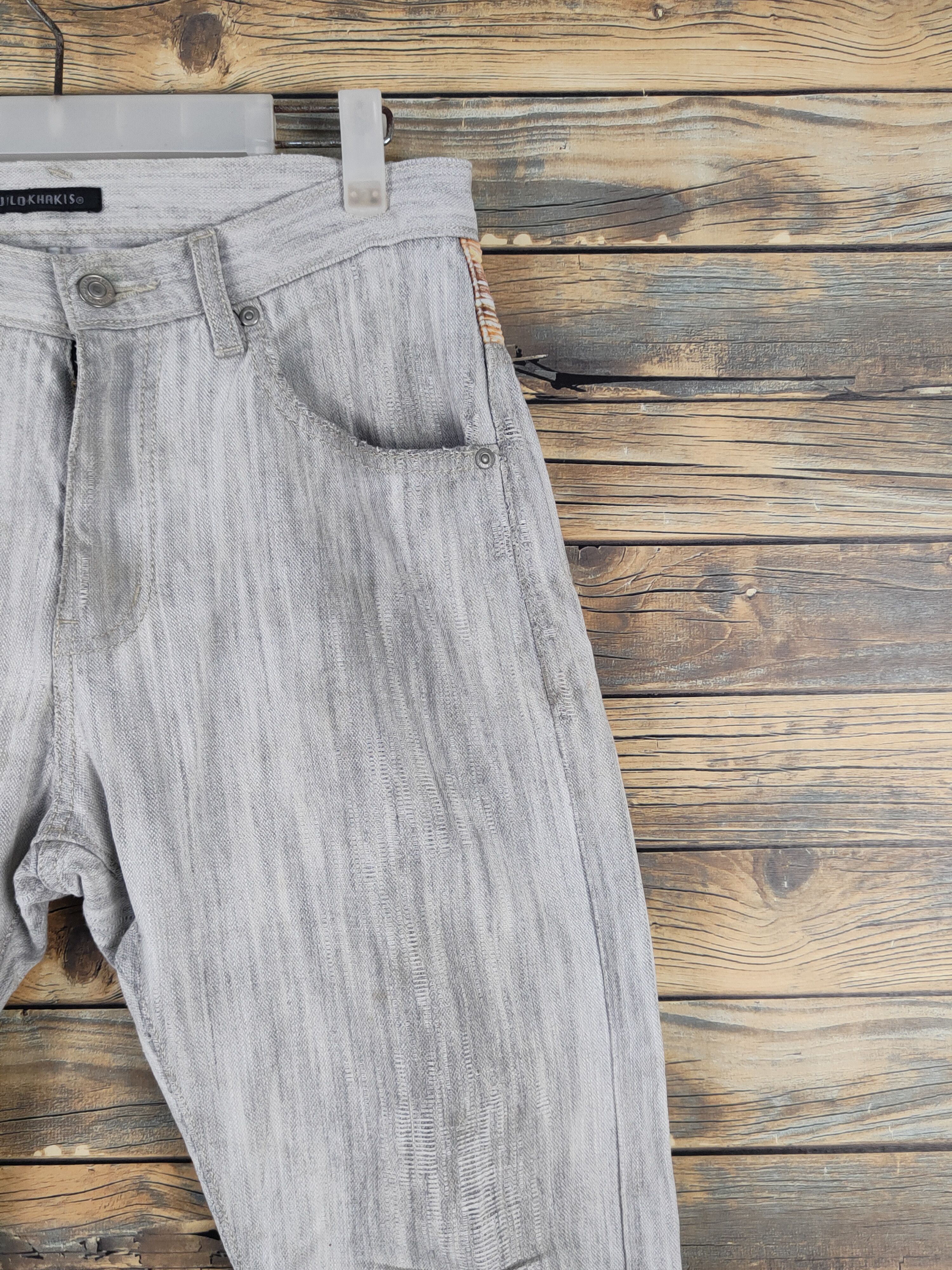 Japanese Brand Wild Khakis Gray Distressed Ripped denim Jeans #W1708 Size US 32 / EU 48 - 5 Thumbnail