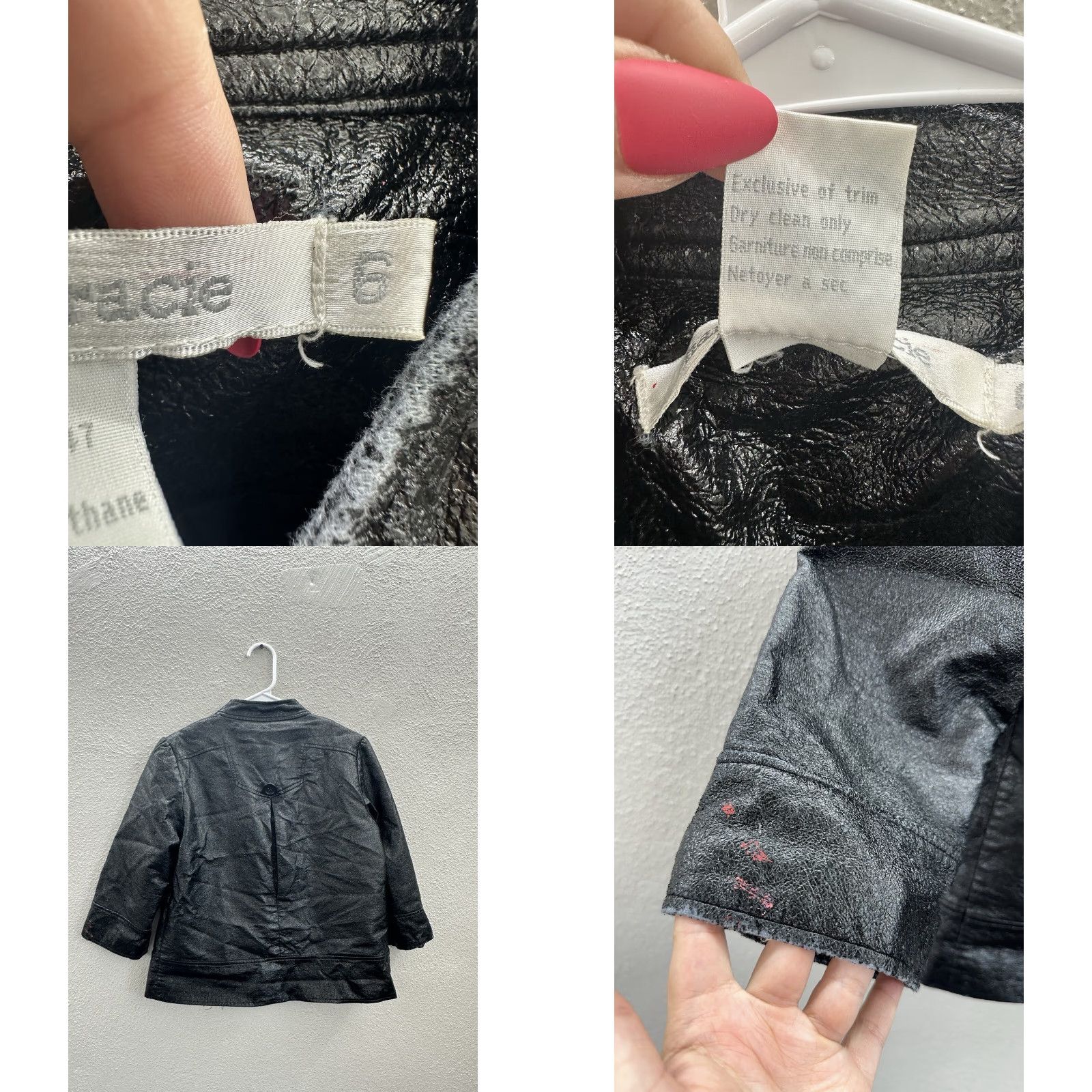 Doublet Hanna & Gracie Womens Jacket Size 6 Black Faux Leather Double Breasted Jacket Women's Black Faux Leather Size 6 90s Classic Size M / US 6-8 / IT 42-44 - 8 Thumbnail