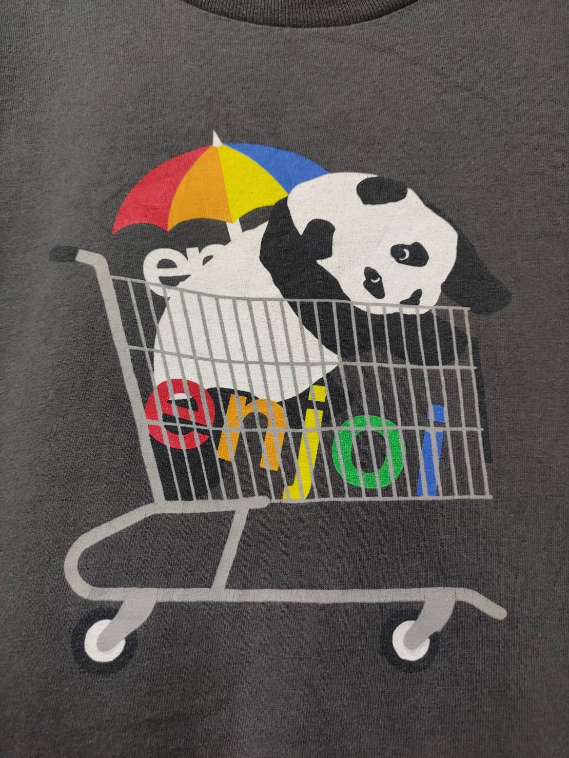 Enjoi Vtg 00's Enjoi Skateboards " Panda Shopping Cart " T-Shirt Size US M / EU 48-50 / 2 - 3 Thumbnail
