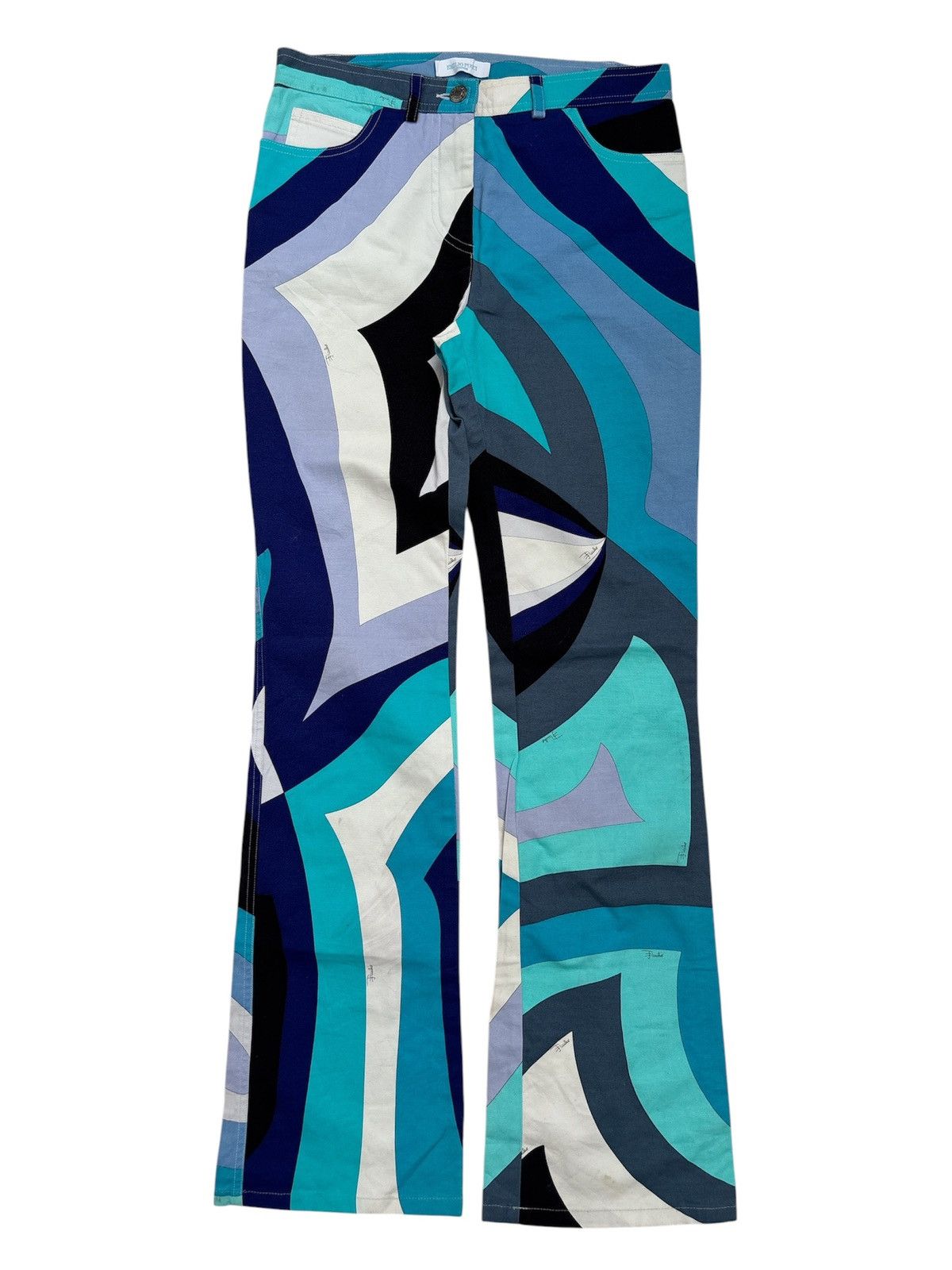 Emilio Pucci Y2K Abstract Print Flare Pants Size 28" / US 6 / IT 42 - 1 Thumbnail
