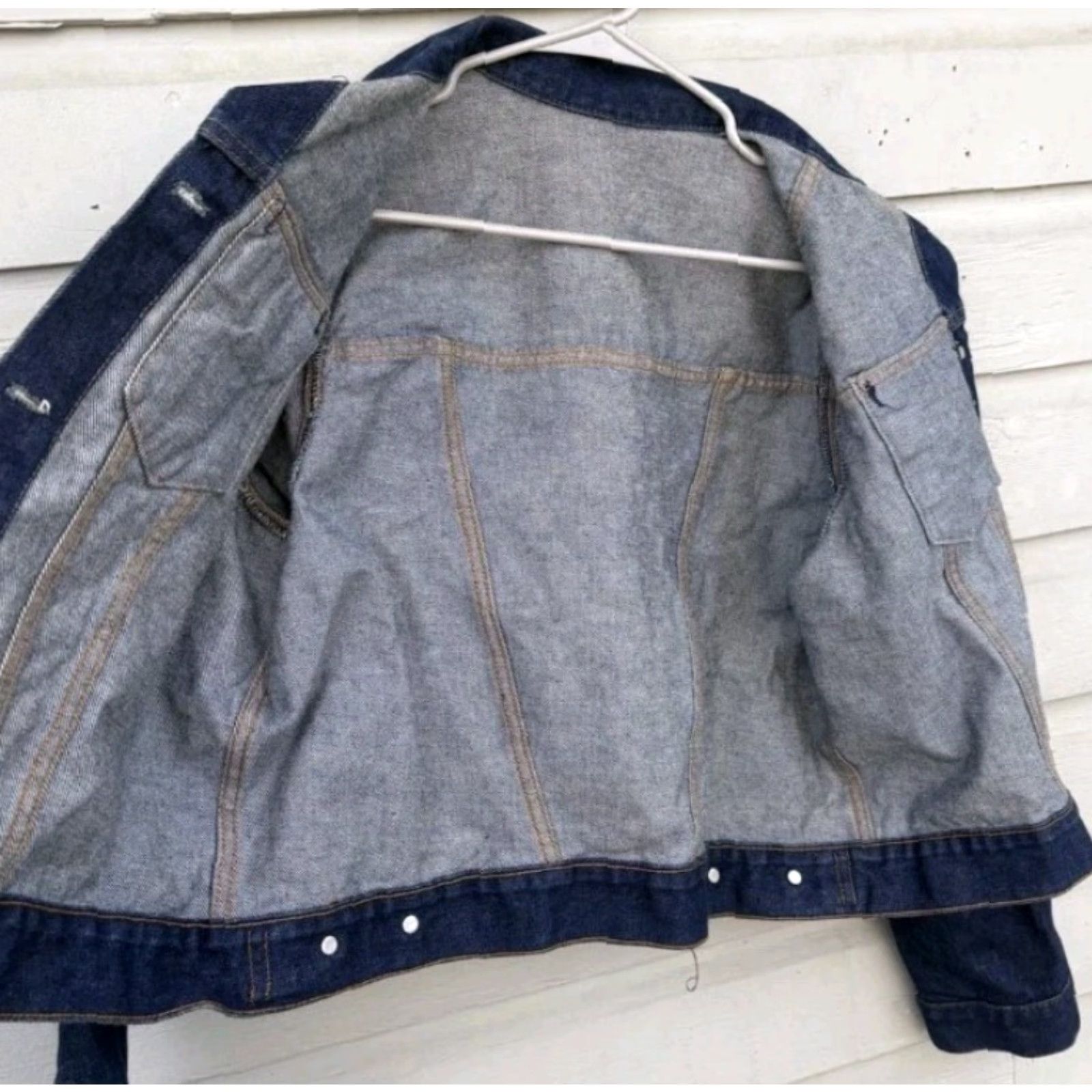 Denime VINTAGE Levi’s Denim Trucker Jacket Shirts Psychedelic Shrooms 70s 43 In Chest Blue Denim Regular Small USA Mens Size US S / EU 44-46 / 1 - 3 Thumbnail