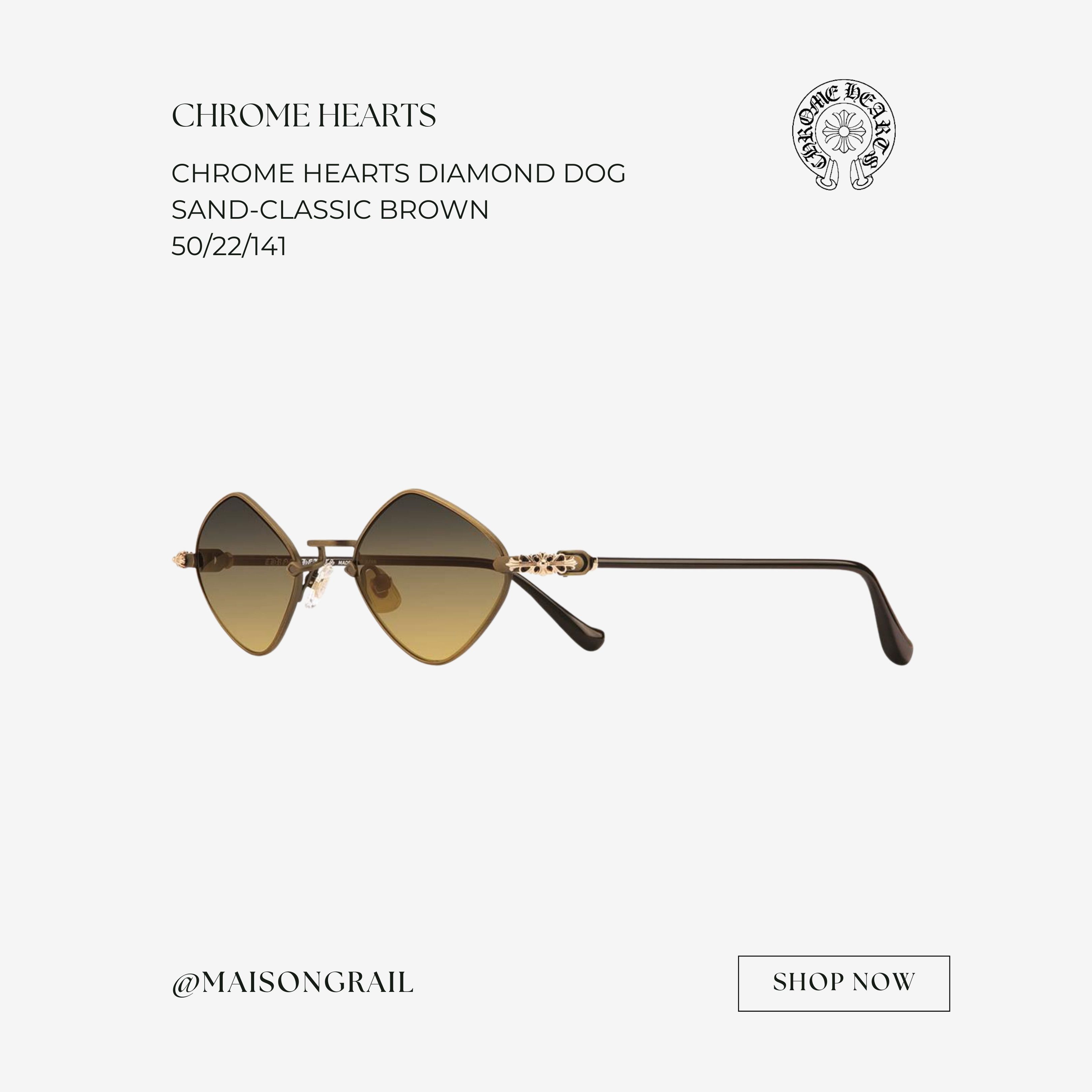 Chrome Hearts CHROME HEARTS DIAMOND DOG SAND - CLASSIC BROWN SUNGLASSES Size ONE SIZE - 1 Thumbnail