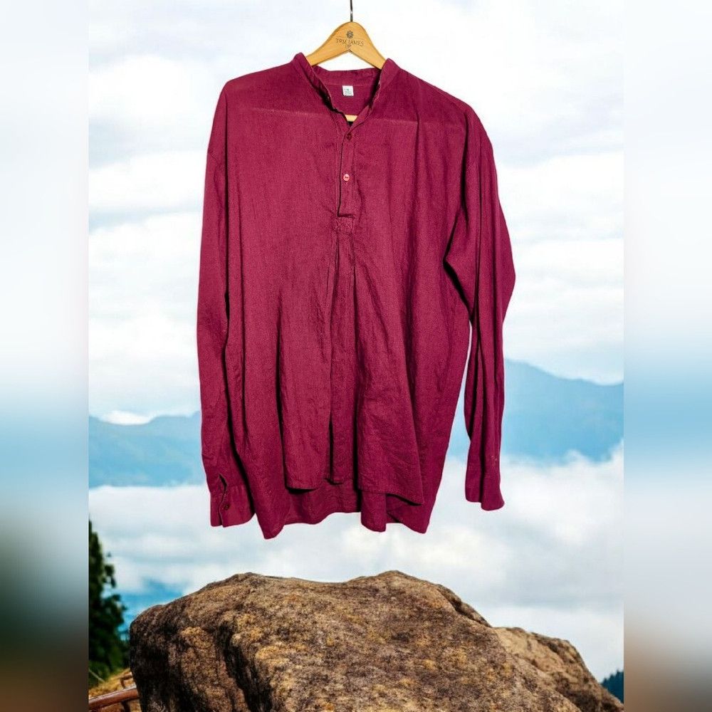 Scully Scully sz XL Burgundy Long Sleeve Western Collarless Shirt Size US XL / EU 56 / 4 - 1 Thumbnail