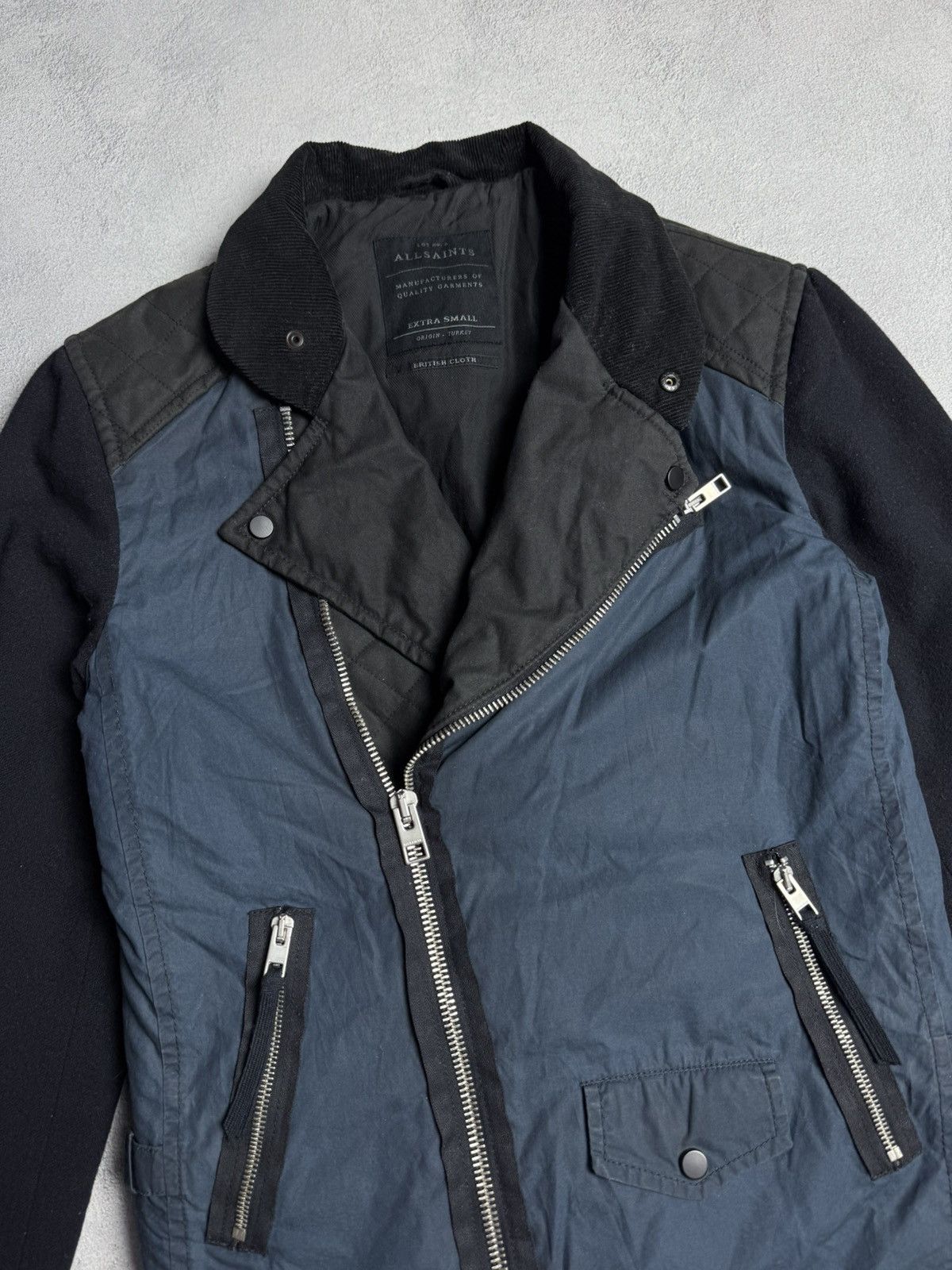 Allsaints Allsaints Women’s Biker Wax Cotton Jacket Wool Sleeves Size S / US 4 / IT 40 - 4 Thumbnail