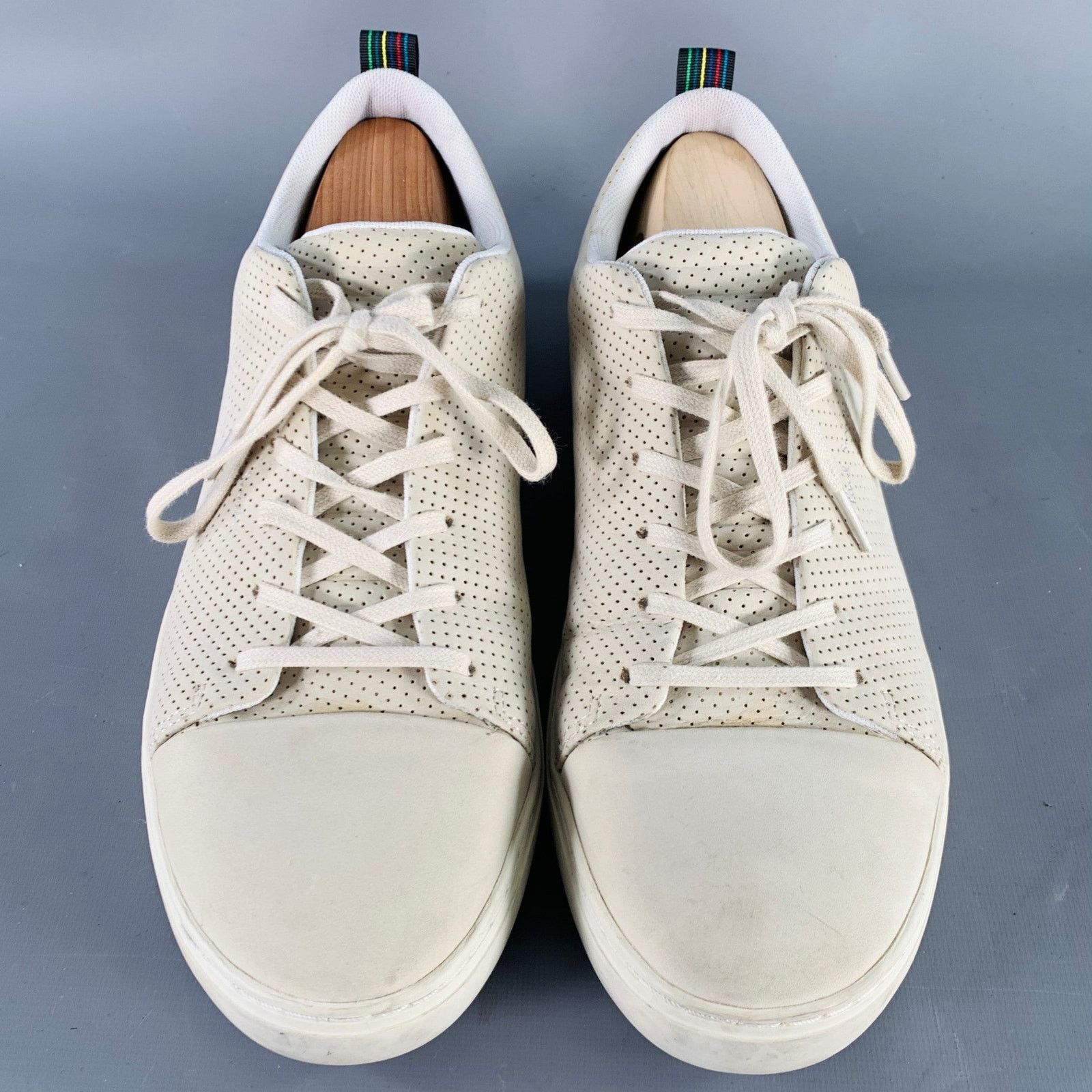 Paul Smith Size 12 Grey Stone Perforated Leather Cap Toe Sneakers Size US 12 / EU 45 - 4 Thumbnail