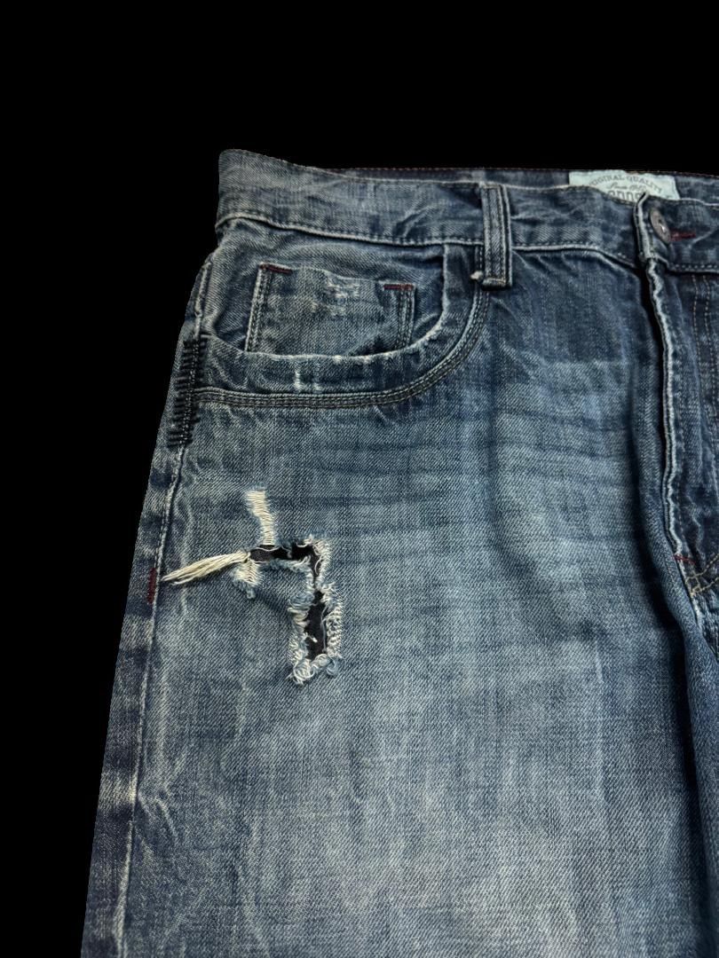 Japanese Brand Insane Aeropostale Mudwash Distressed Ripped Straight Leg Size US 33 - 7 Thumbnail