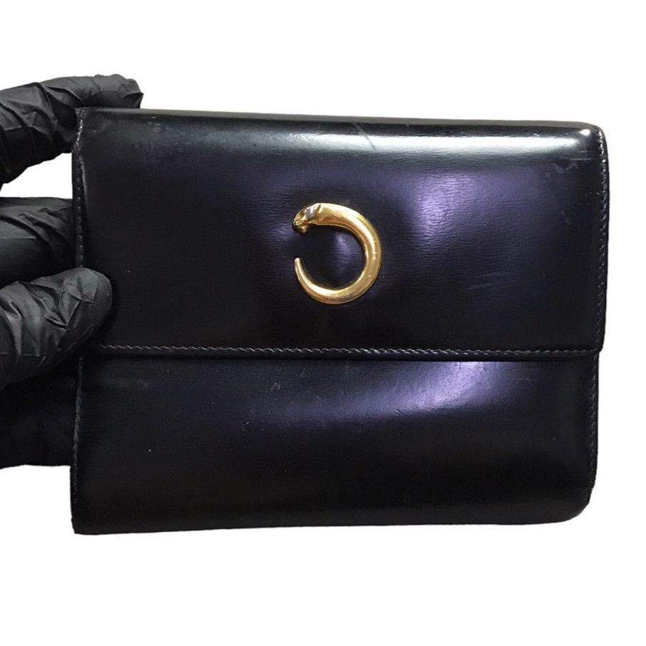 Cartier × Leather × Vintage Vintage Cartier Panthers Black Leather Wallet Size ONE SIZE - 1 Thumbnail