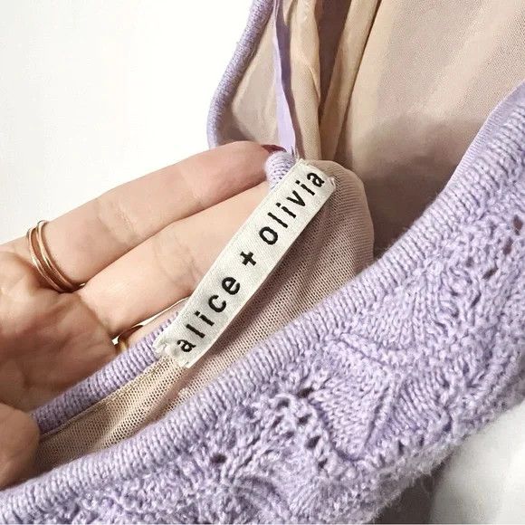 Alice + Olivia Alice + Olivia | Lavender Crochet Jone Dress Size L / US 10 / IT 46 - 4 Thumbnail