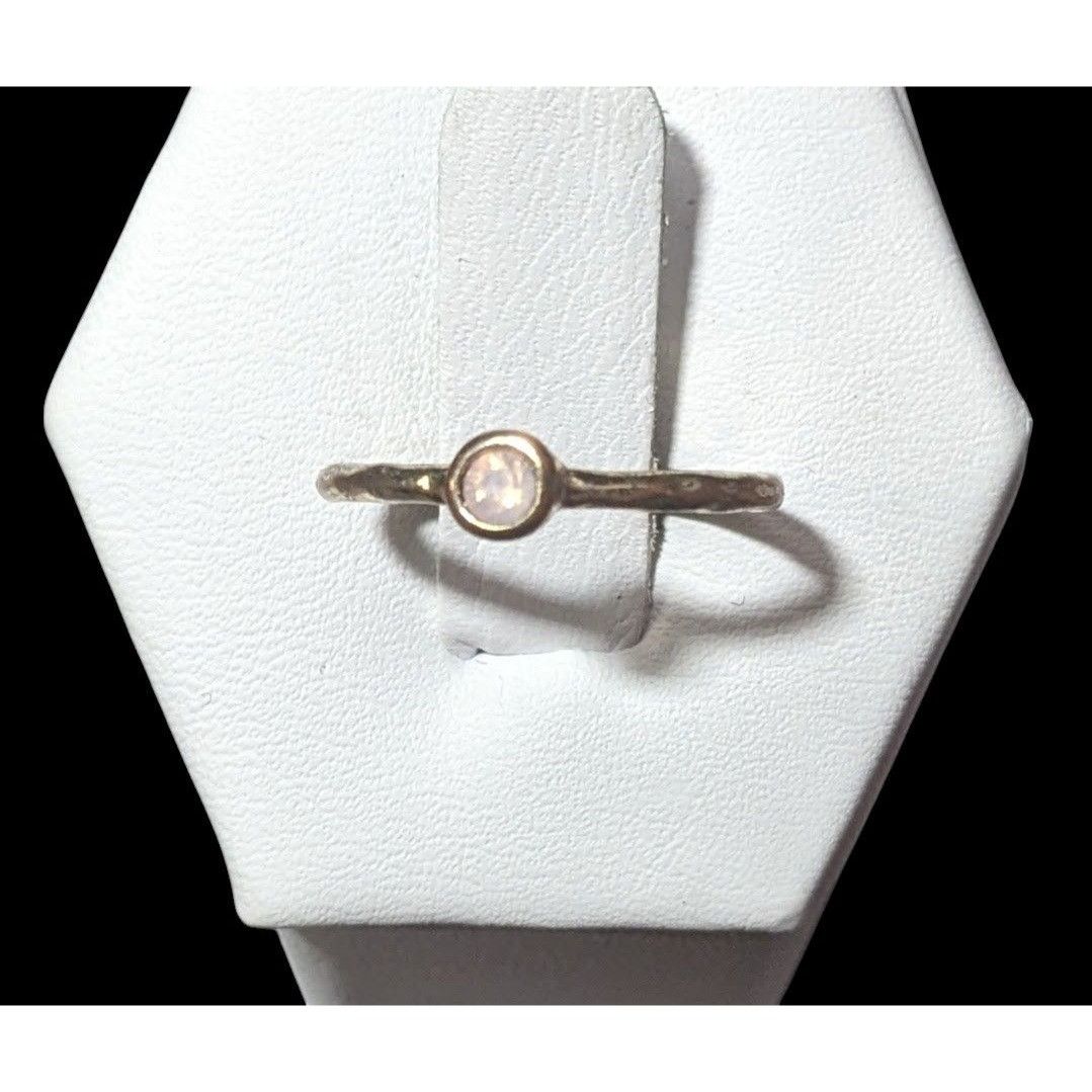 Other Minimalist Gold Tone Textured Ring With Tiny Pastel Pink Sto Size ONE SIZE - 1 Thumbnail