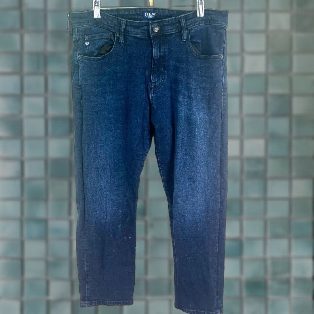 Chaps VINTAGE Chaps Jeans Slim Straight Denim Mens 34 Dark Blue 34x30 90s Logo, 5-Pocket, Mid Rise, Regular Size Mens Size US 34 / EU 50 - 1 Thumbnail