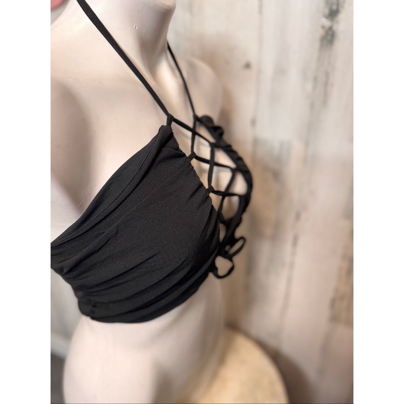 Other HYFVE Black Lace-Up Halter Crop Top Size Small Pink Chateau Size S / US 4 / IT 40 - 3 Thumbnail