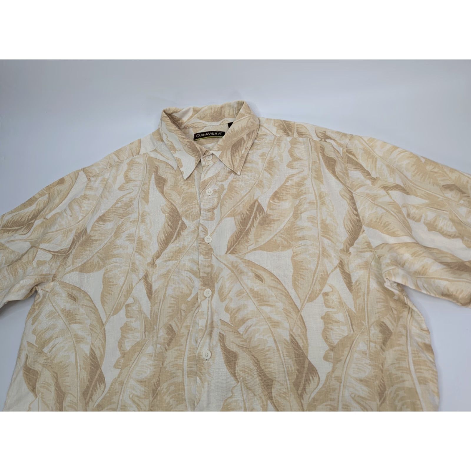 Cubavera Cubavera Linen Beige Floral Short Sleeve Button Up Hawaiian Camp Shirt XL Men Beige Floral Short Sleeve Button-Up Cubavera Hawaiian Camp Shirt XL Mens Size US XL / EU 56 / 4 - 5 Thumbnail