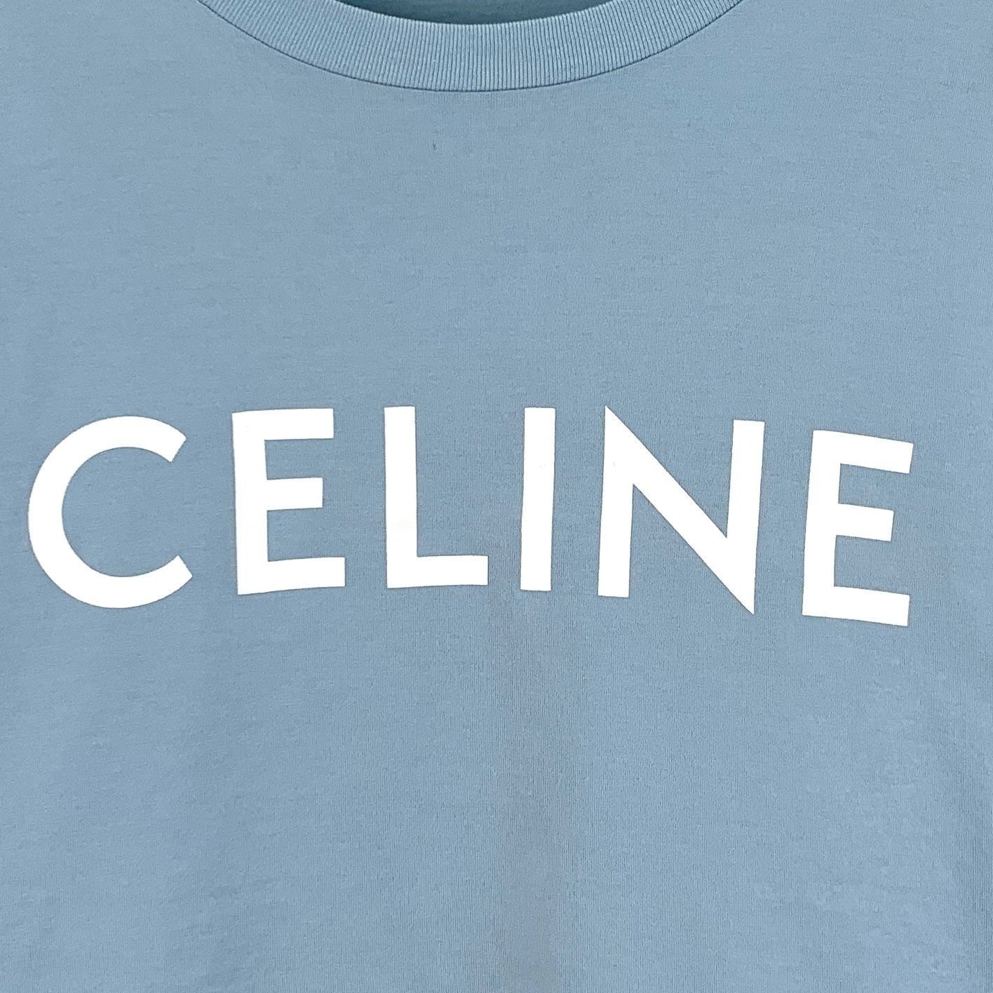 Celine Celine Light Blue Letter Printed Cotton Round-Neck Short-Sle Size M / US 6-8 / IT 42-44 - 6 Thumbnail