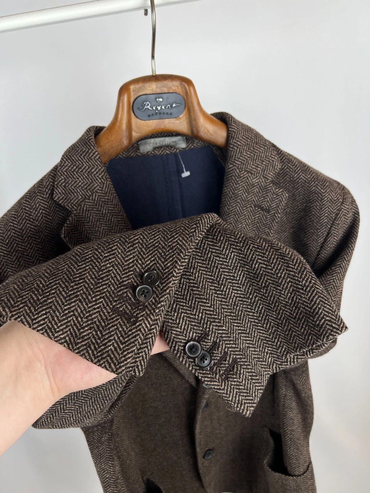 Corneliani Corneliani Wool Blend Herringbone Italian Blazer Jacket Size 44R - 12 Thumbnail