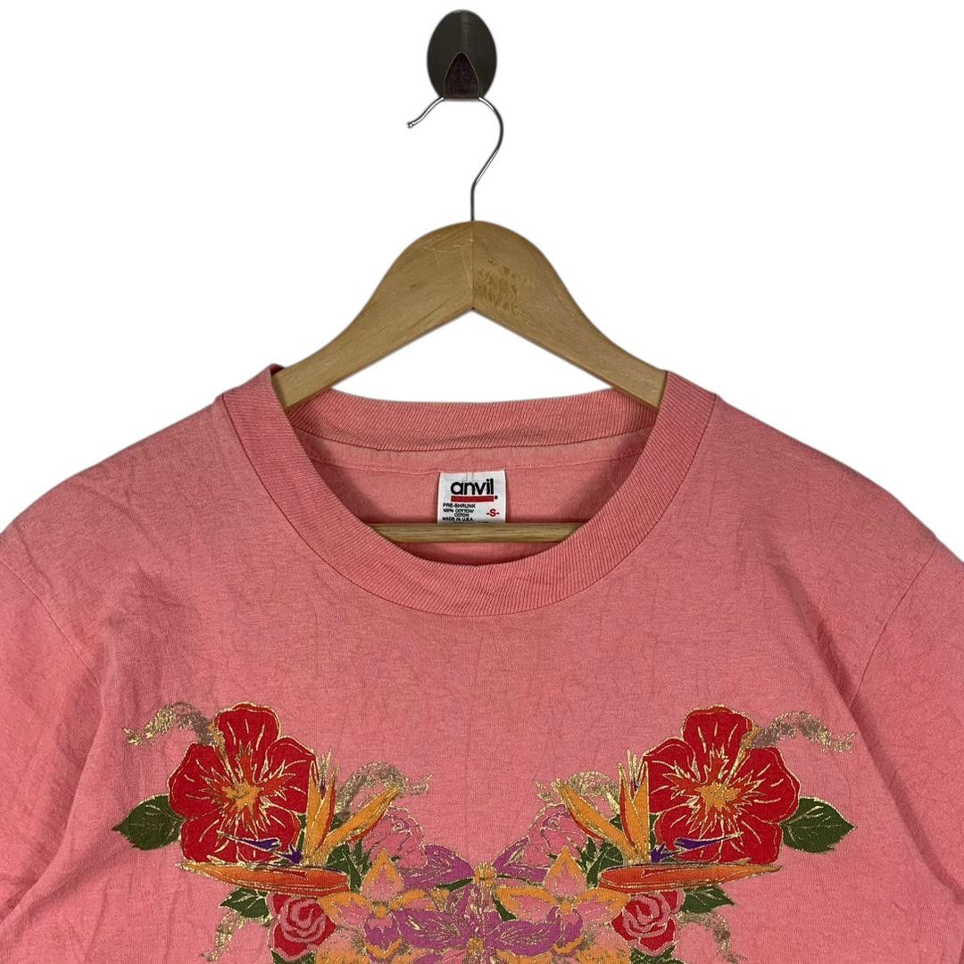Anvil Vintage 90s Anvil Hawaii Floral Graphic Tee Size US S / EU 44-46 / 1 - 2 Thumbnail