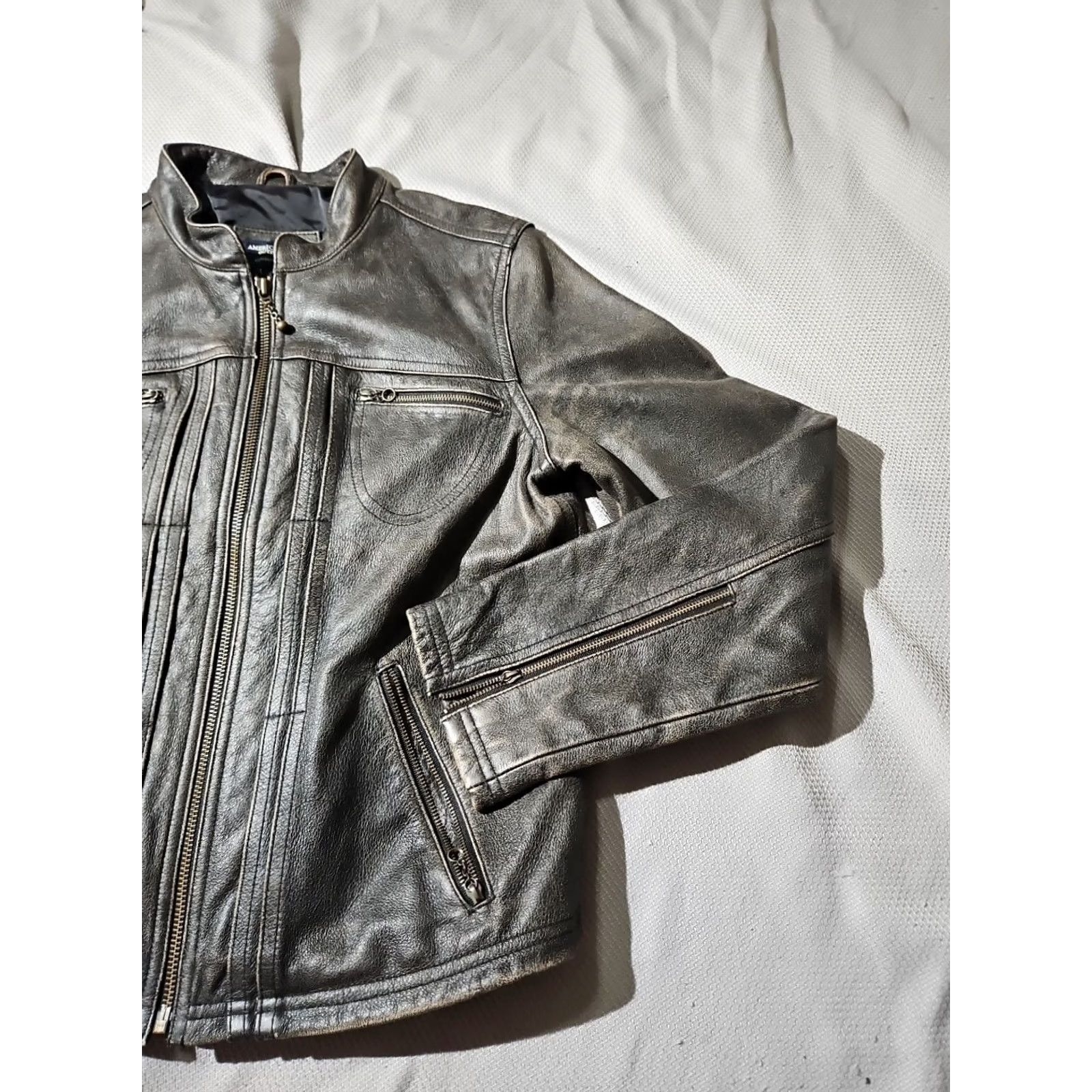 American Eagle Outfitters VINTAGE American Eagle Outfitters Jacket Womens Medium Brown Moto Cafe Genuine Leather Biker Size M / US 6-8 / IT 42-44 - 5 Thumbnail