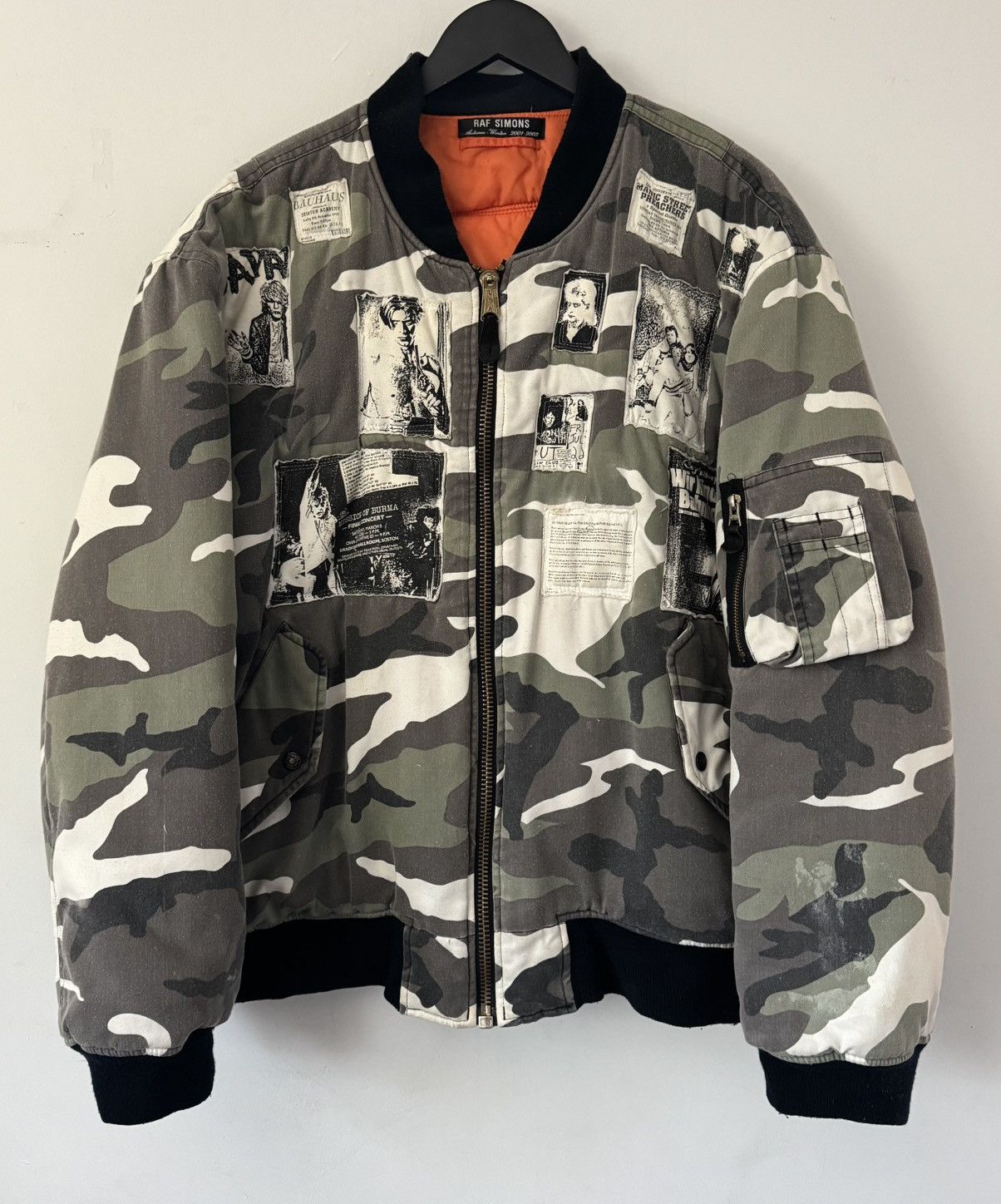 Raf Simons AW2001-2002 Raf Simons Riot Riot Riot Camo Patchwork Bomber ...