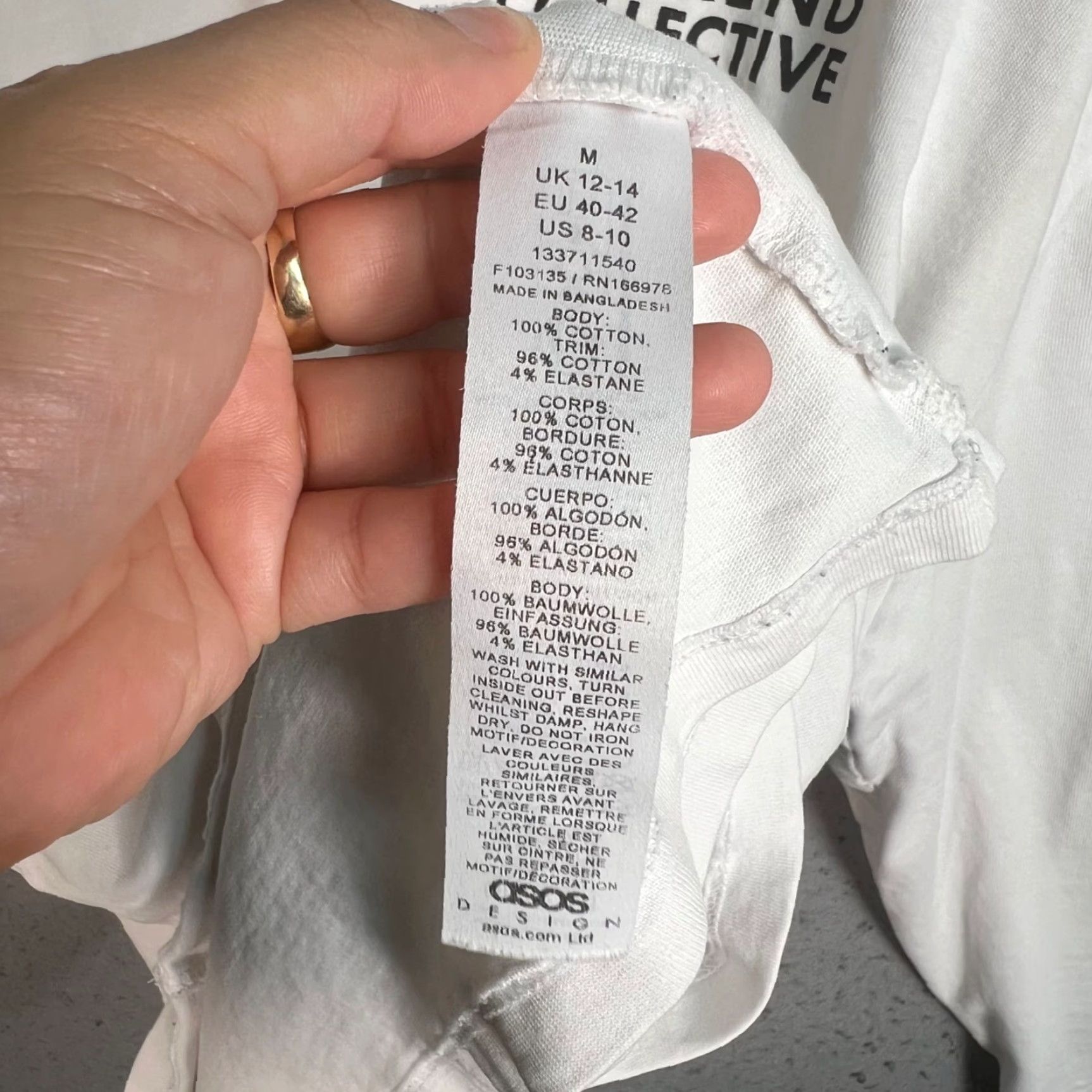 Asos ASOS Design Weekend Collective White Graphic Long Sleeve T-Shirt Womens Medium Size M / US 6-8 / IT 42-44 - 5 Thumbnail