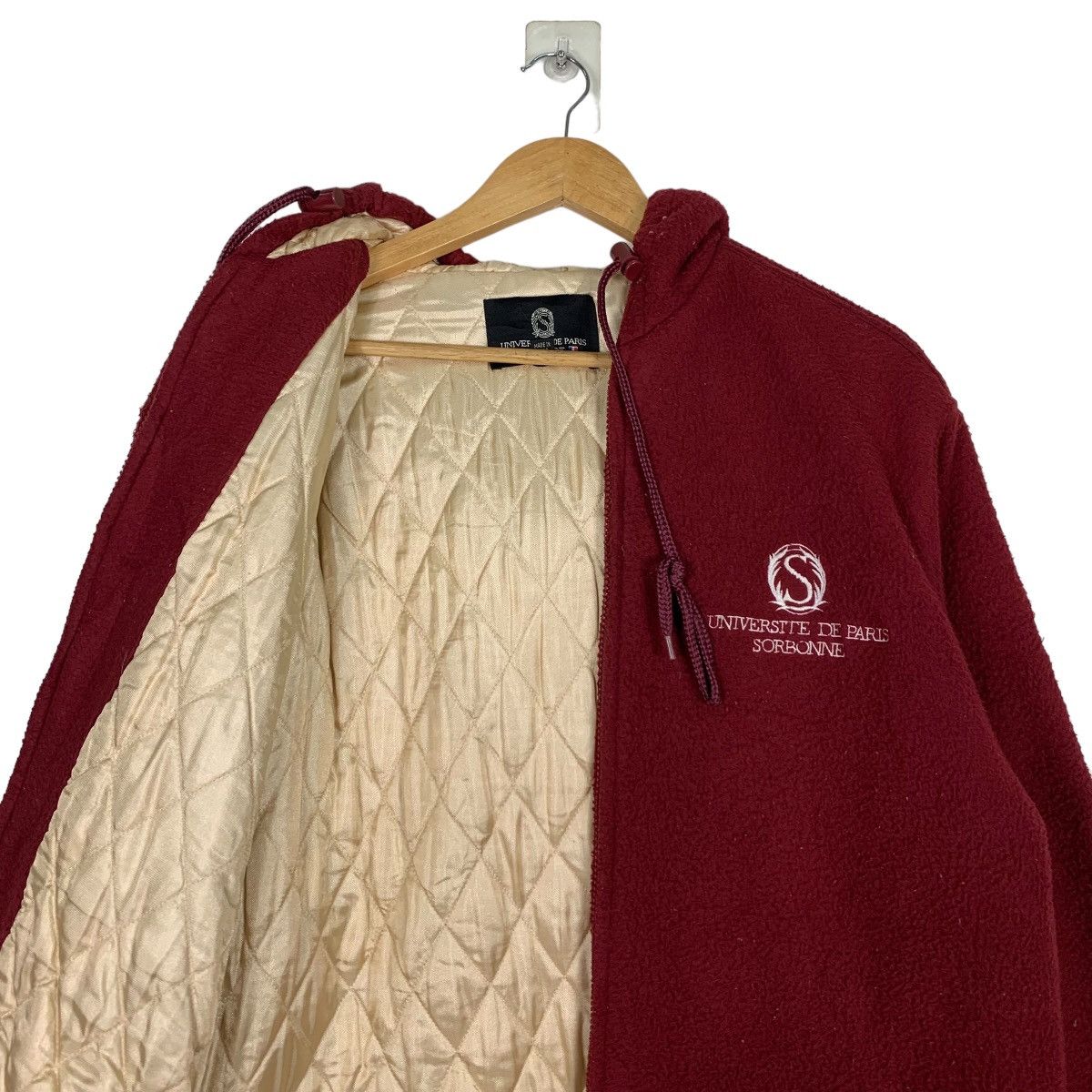 Vintage Univesite De Paris Surbonne Red Fleece Hoodie #1083-C49 Size US M / EU 48-50 / 2 - 11 Thumbnail