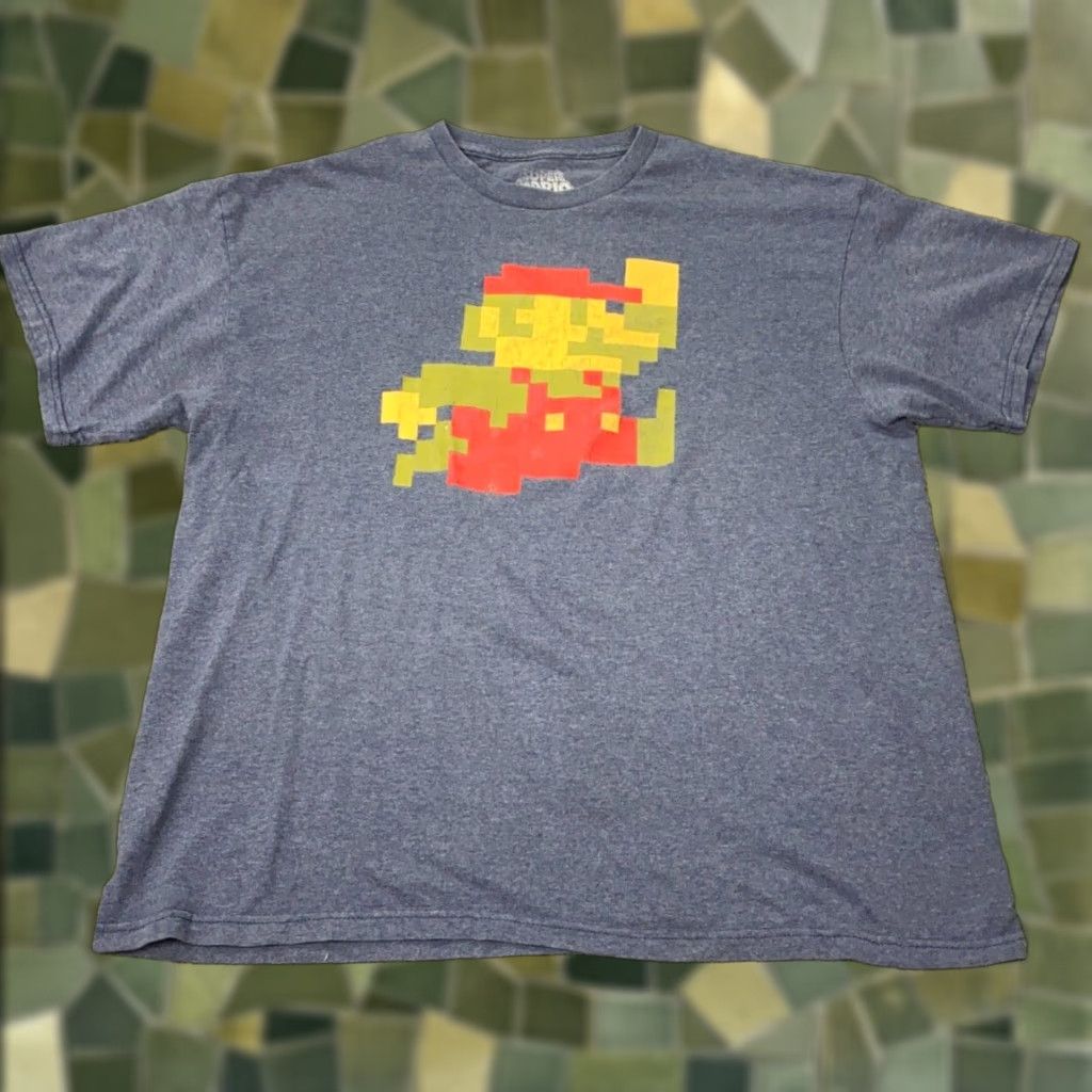Vintage Super Mario Graphic Tee shirt Mens XL Blue 8 Bit Shirt Mens XL Blue Graphic Print T-Shirt 8 Bit Size US XL / EU 56 / 4 - 1 Thumbnail