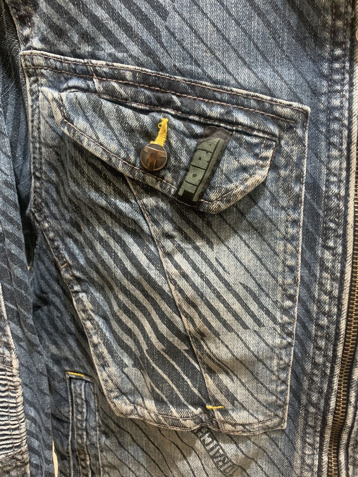 If Six Was Nine × Japanese Brand × Le Grande Bleu (L.G.B.) Vintage Tora by Toraichi striped biker denim jacket Size US M / EU 48-50 / 2 - 3 Thumbnail