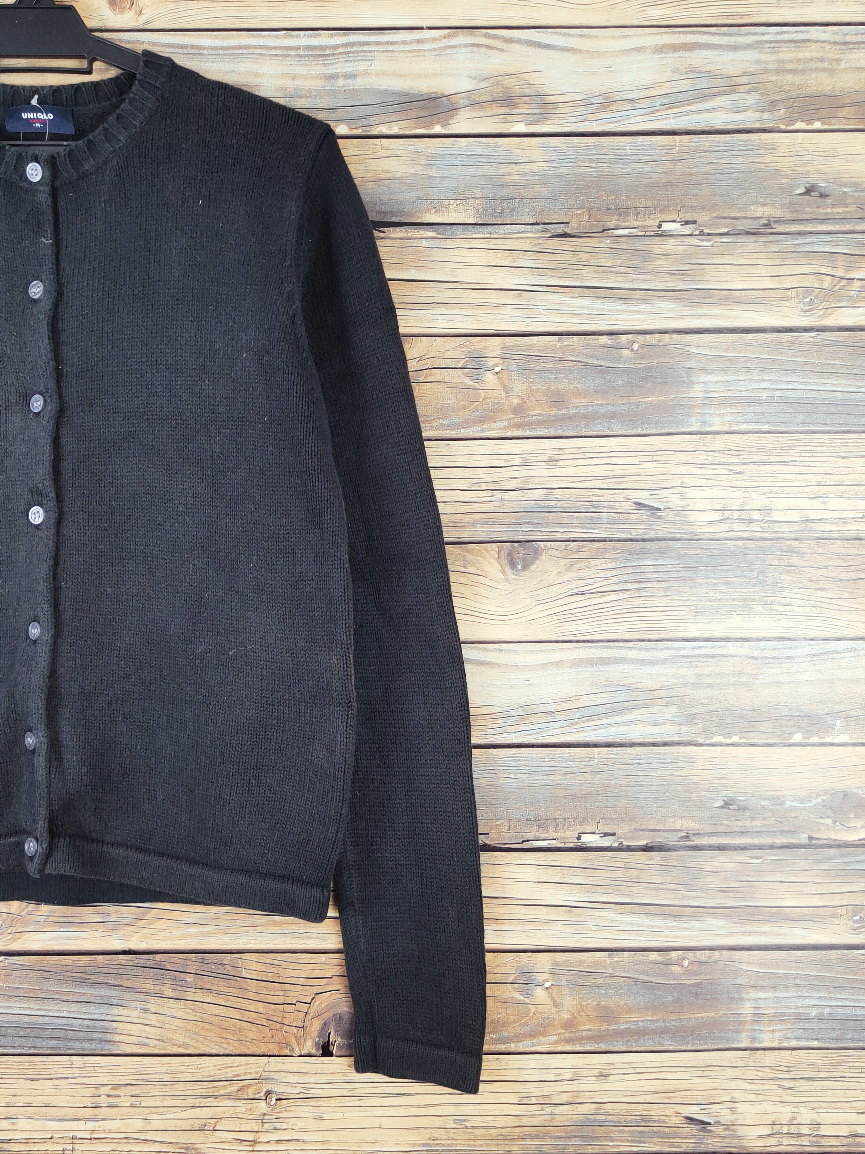 Homespun Knitwear × Japanese Brand Uniqlo japan vintage Black Faded Knitwear Cardigan #W996 Size M / US 6-8 / IT 42-44 - 5 Thumbnail