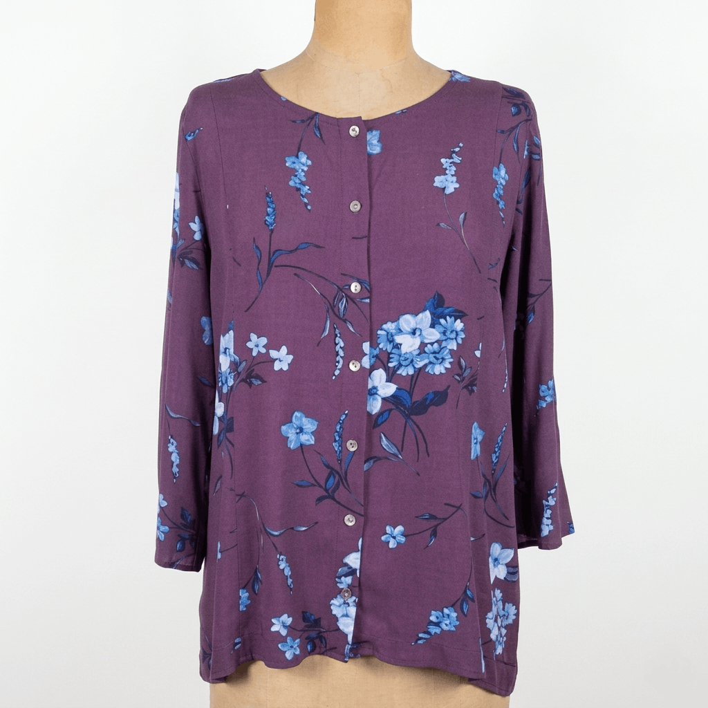 J. Jill J. Jill Size M Tunic Top Blouse Button Down Purple Blue Size M / US 6-8 / IT 42-44 - 1 Thumbnail