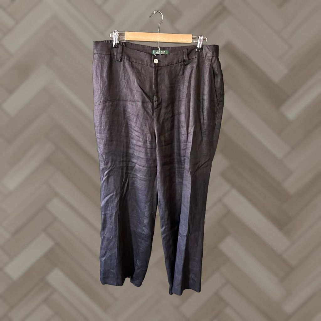 Ralph Lauren Lauren Ralph Lauren Womens Black Linen Work Business Pants 16W Size 38" / US 16 / IT 52 - 1 Thumbnail