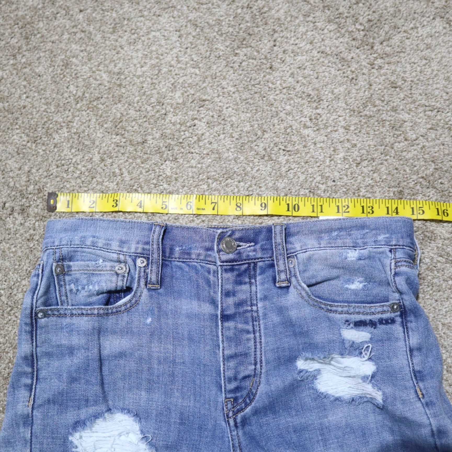 American Eagle Outfitters VINTAGE American Eagle Outfitters Jeans Woman Size 2 Slim Hi-Rise Distressed Patchwork Blue Pants Size 26" / US 2 / IT 38 - 6 Thumbnail
