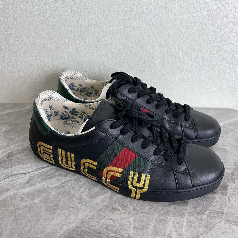 Gucci Gucci Ace Leather Floral Print Low-Top Sneakers - Size US 9 / EU 42 - 6 Thumbnail
