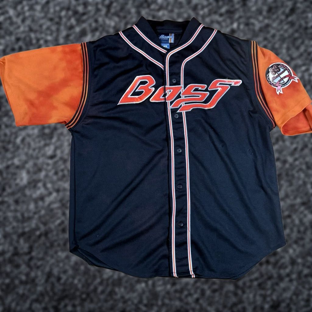 Vintage VINTAGE Boss Shirt XL Mens Black Orange Hip Hop 90s Baggy Jersey Baseball Jersey Size US XL / EU 56 / 4 - 1 Thumbnail