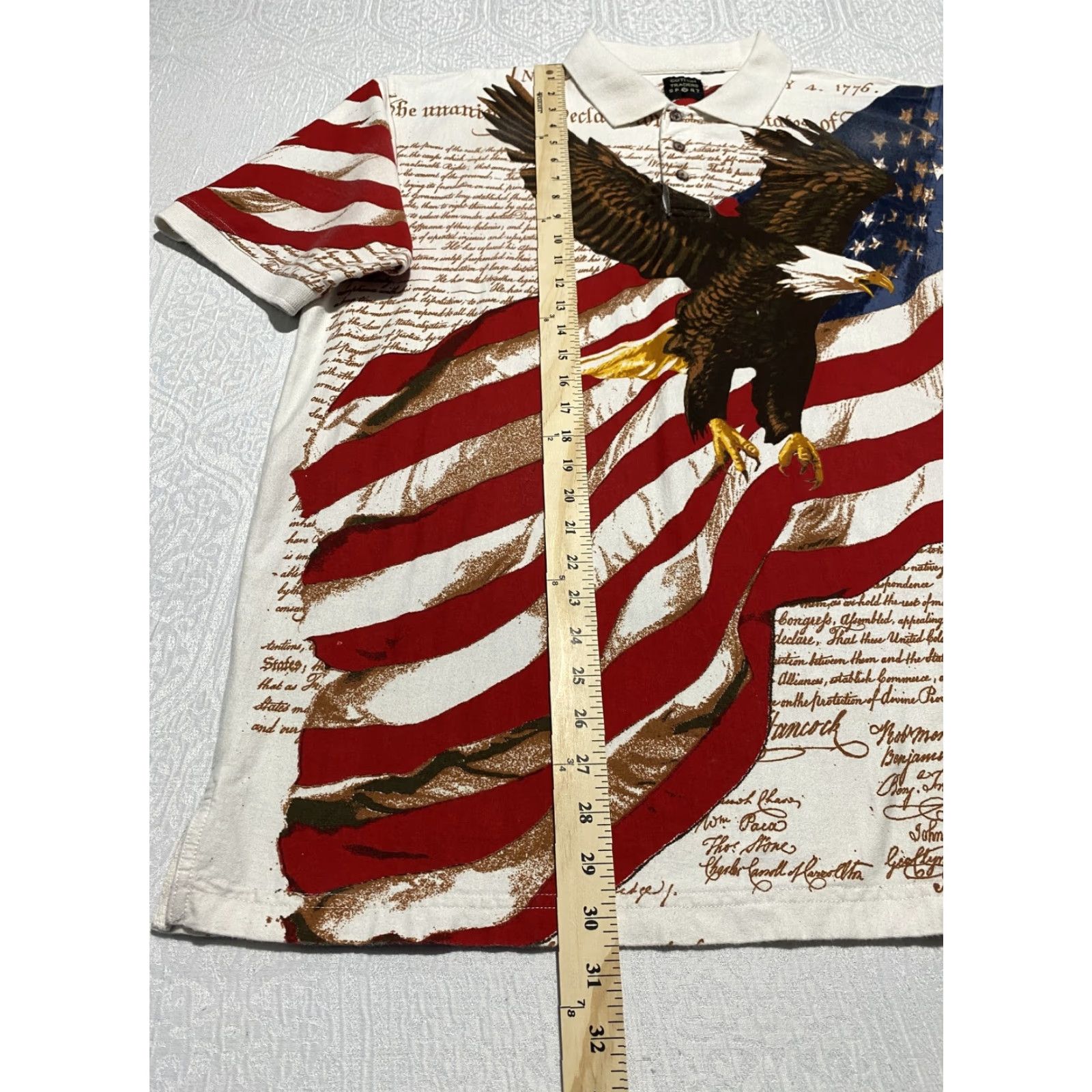 Cotton Traders VINTAGE Cotton Traders Sport Shirt Mens L Polo Shirt Eagle Flag Patriotic Graphic Print Size US L / EU 52-54 / 3 - 4 Thumbnail
