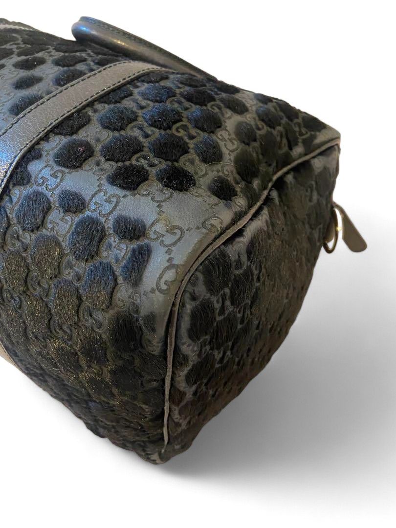 Gucci Gucci - Monogram Boston Bag Mini Trotter Shima Black Fur Size ONE SIZE - 6 Thumbnail