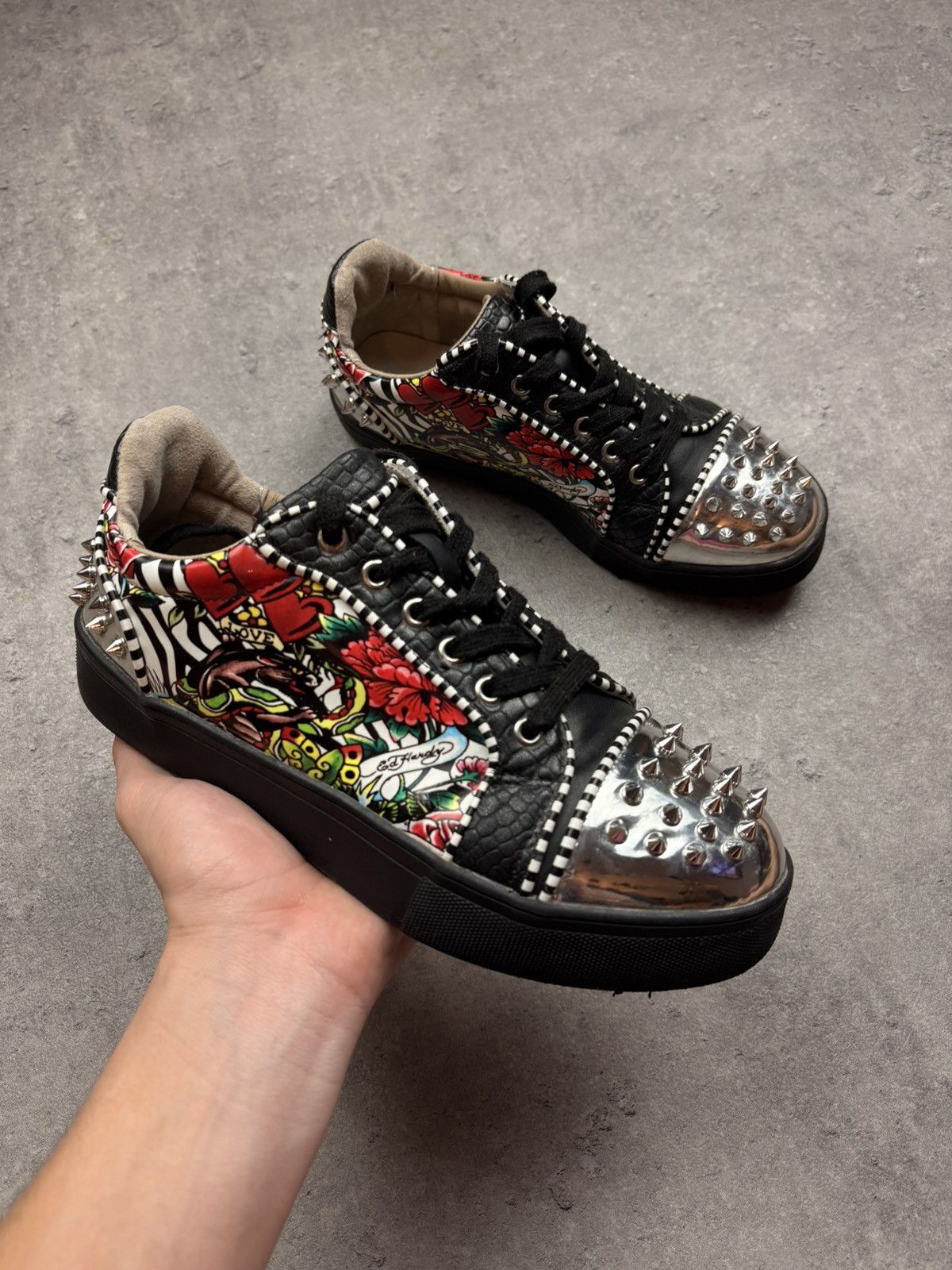Ed Hardy Ed Hardy Studded Low-Top Sneakers shoes y2k avantgarde rare Size US 7.5 / IT 37.5 - 1 Thumbnail
