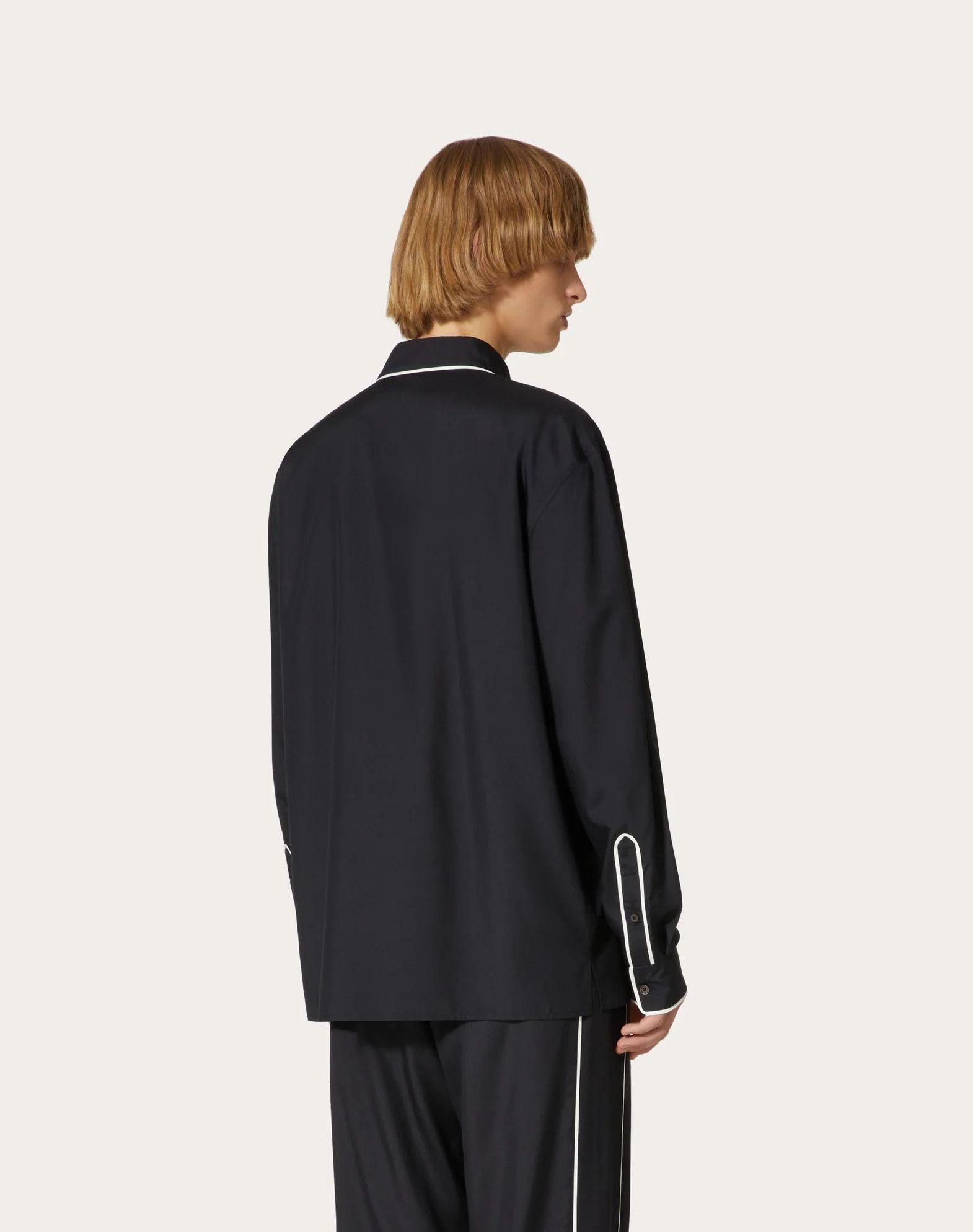 Valentino o1s22i1n1224 Silk Poplin Shirt in Black Size US M / EU 48-50 / 2 - 4 Thumbnail